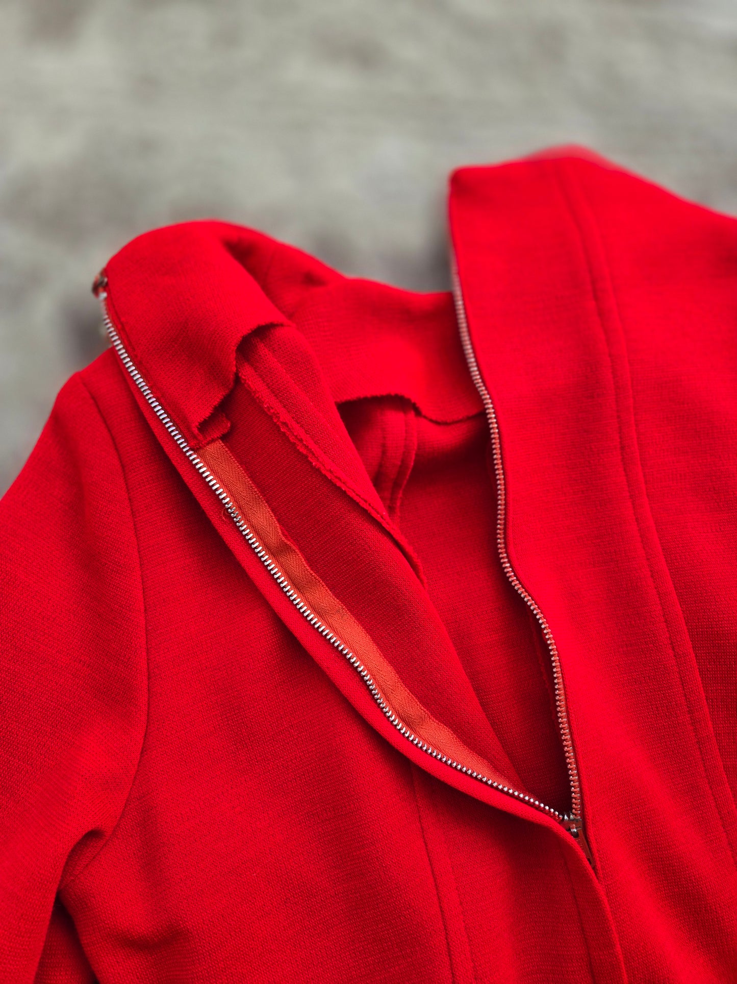 Vintage 1960s Red Dress with Buttoned Belt - S/M