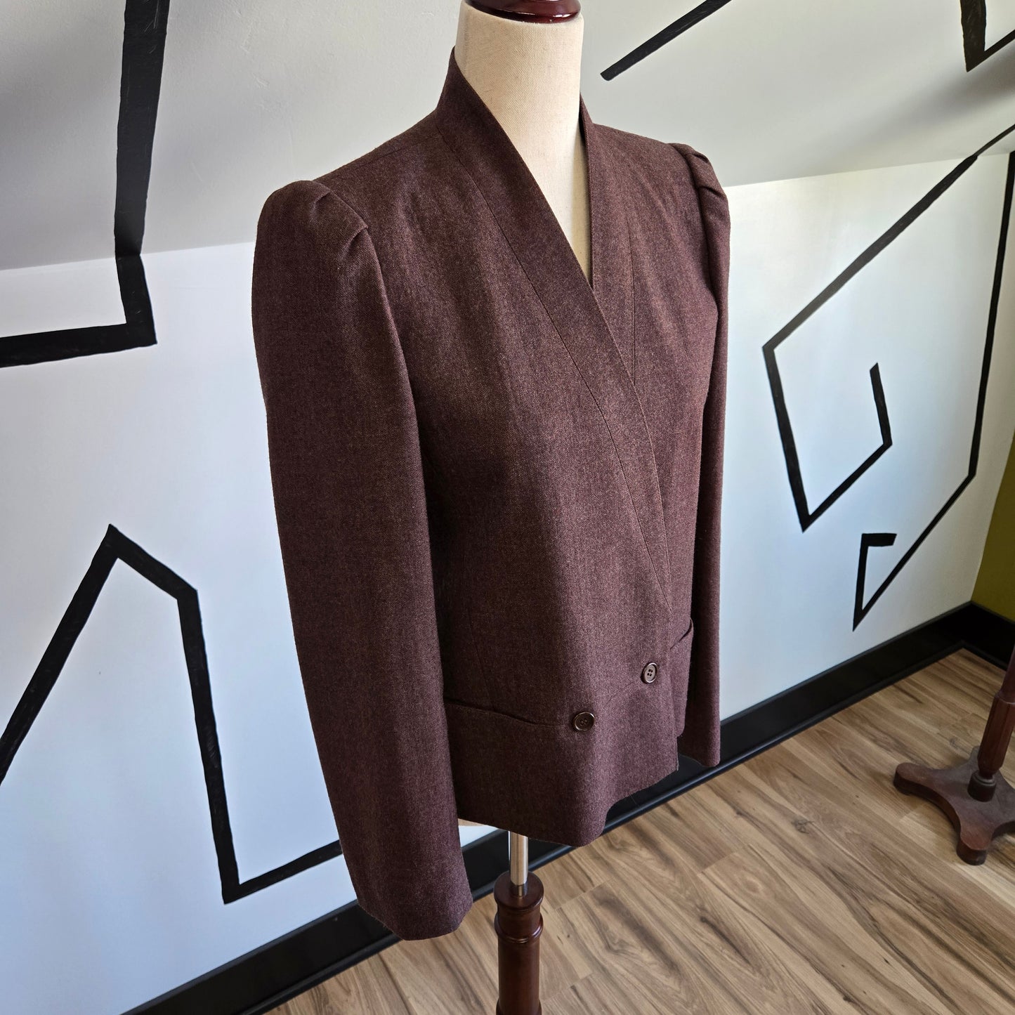 Dillon Vintage Burgundy Heather Wool Blazer Made in Hungary - small