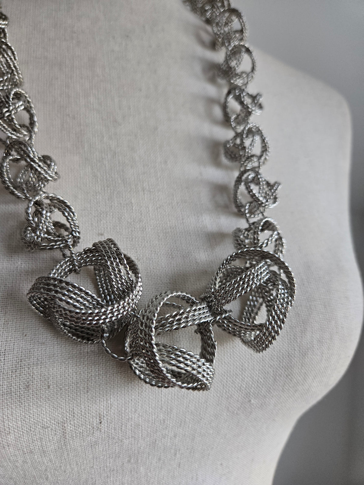 Vintage Funky Silver Ball Statement Necklace