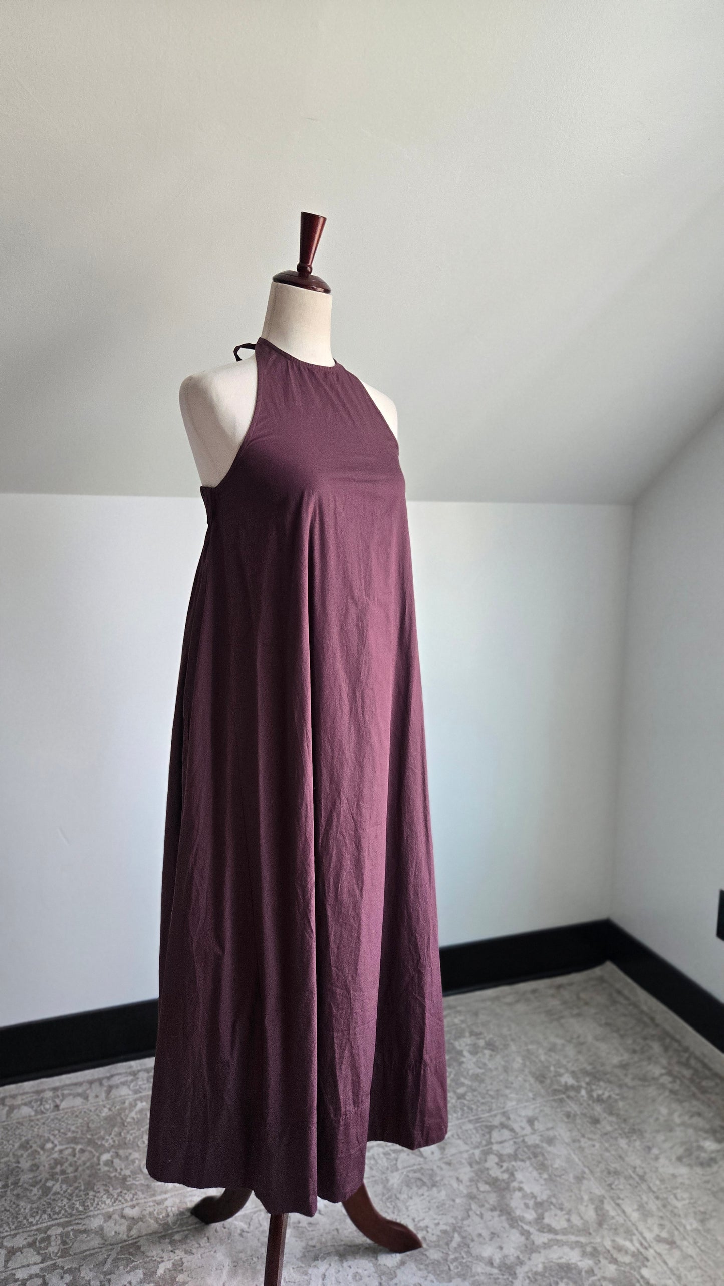 Free People Plum Purple Cotton Halter Dress - SX/S/M