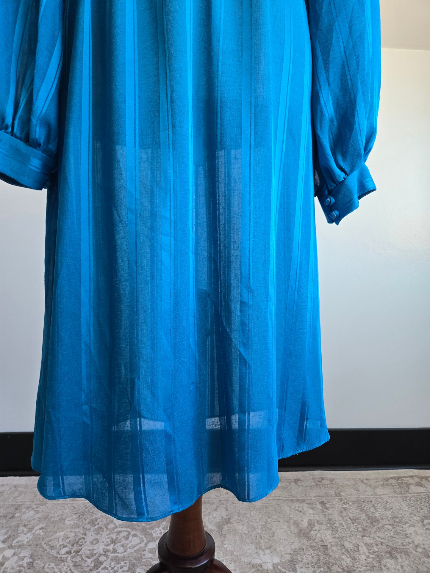 Miss Oops California Vintage 80s Blue Stripe Dress - small