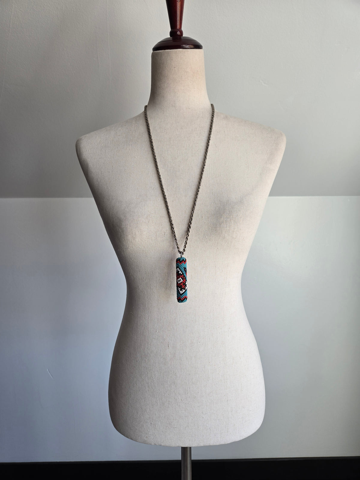 Native American Hand Beaded Pendant Necklace