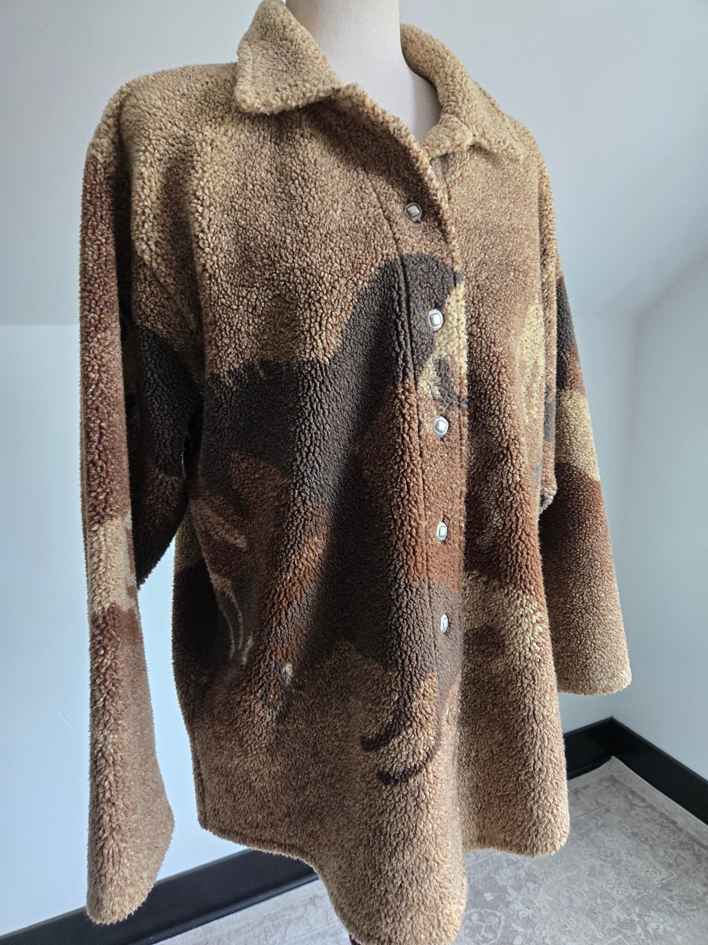 County Clothing Co Vintage 90s Horse Fleece Shacket - Medium