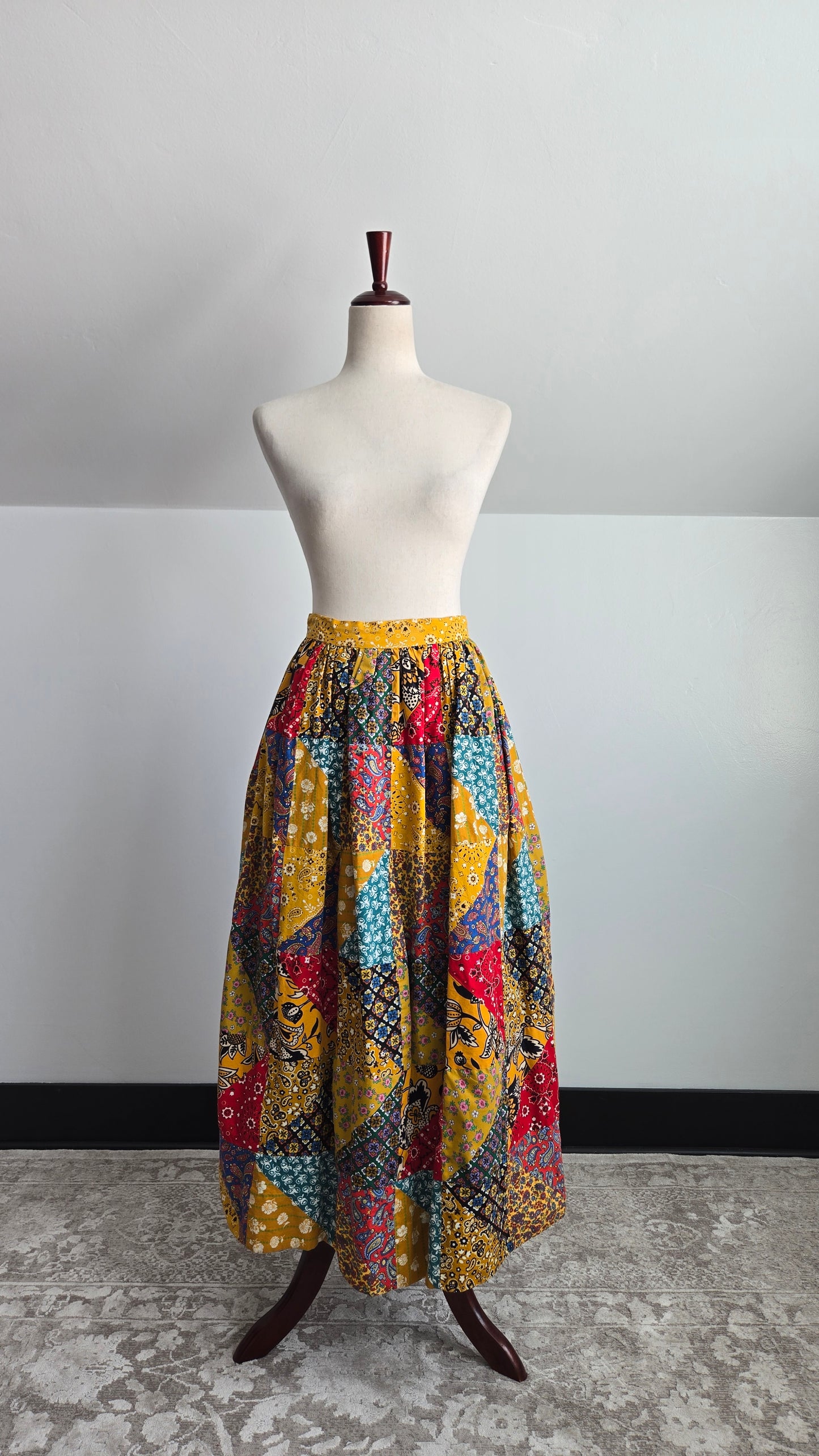 Vintage 70s True Patchwork Skirt - W26"