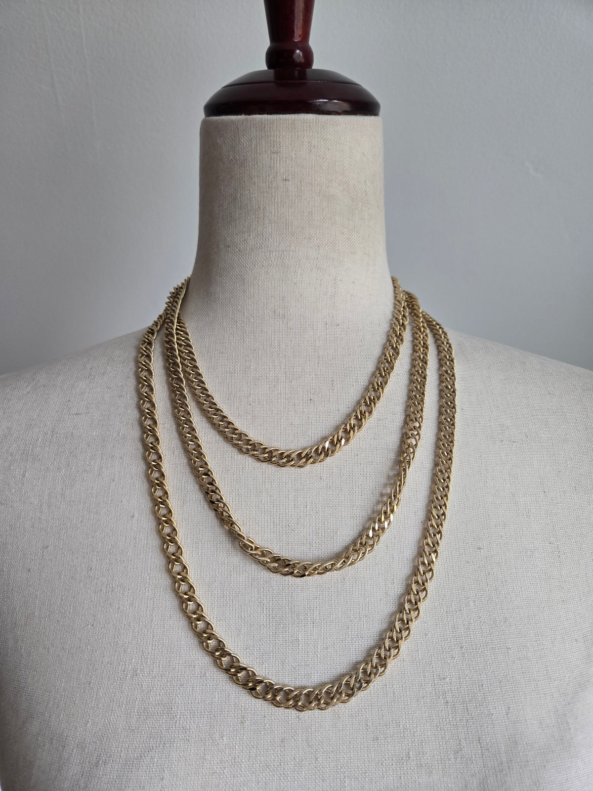 Monet Signed Very Long Gold Chain Necklace