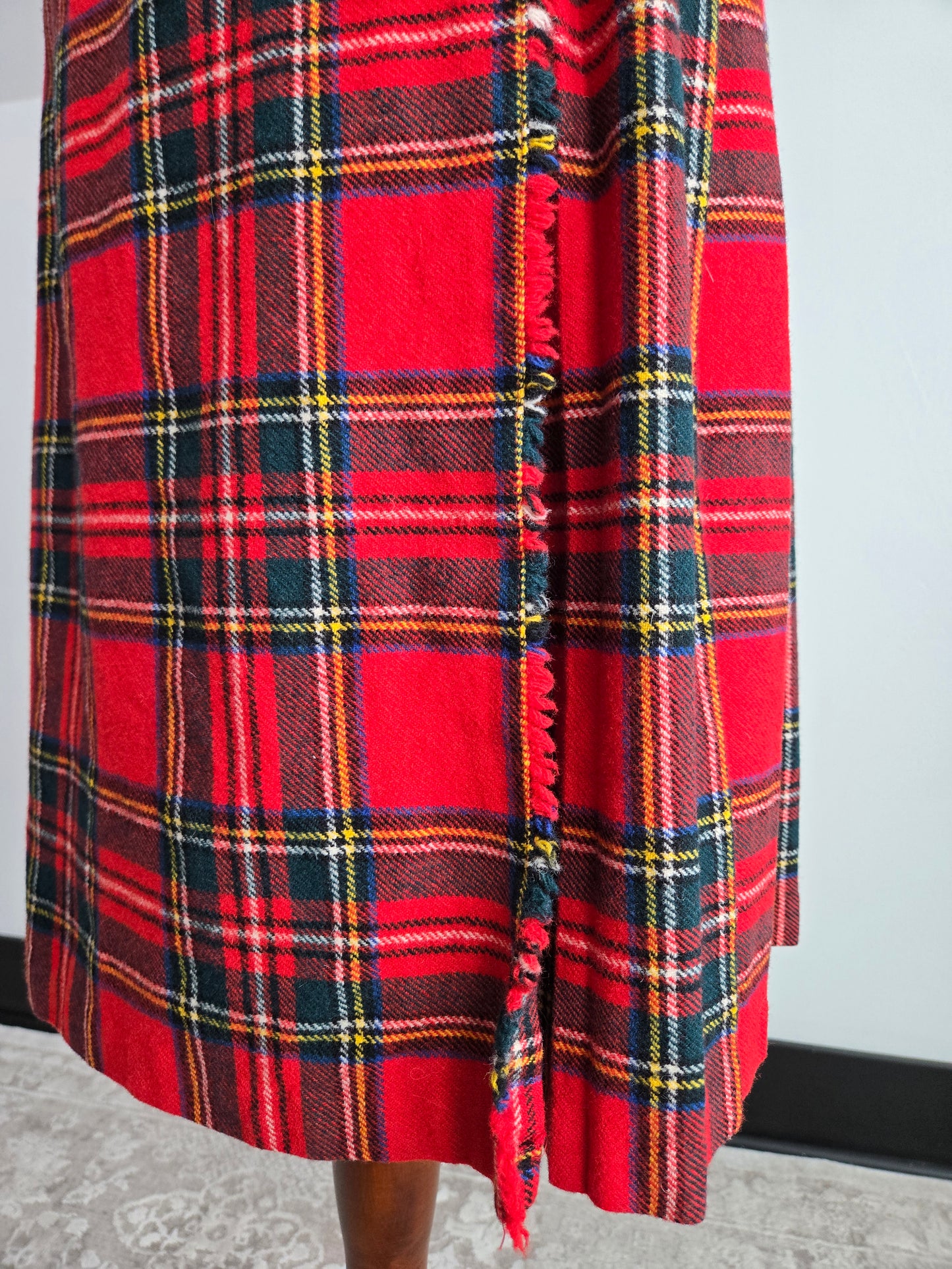 Pitlochry Scottish Wool Stewart Plaid Skirt - W26-28"