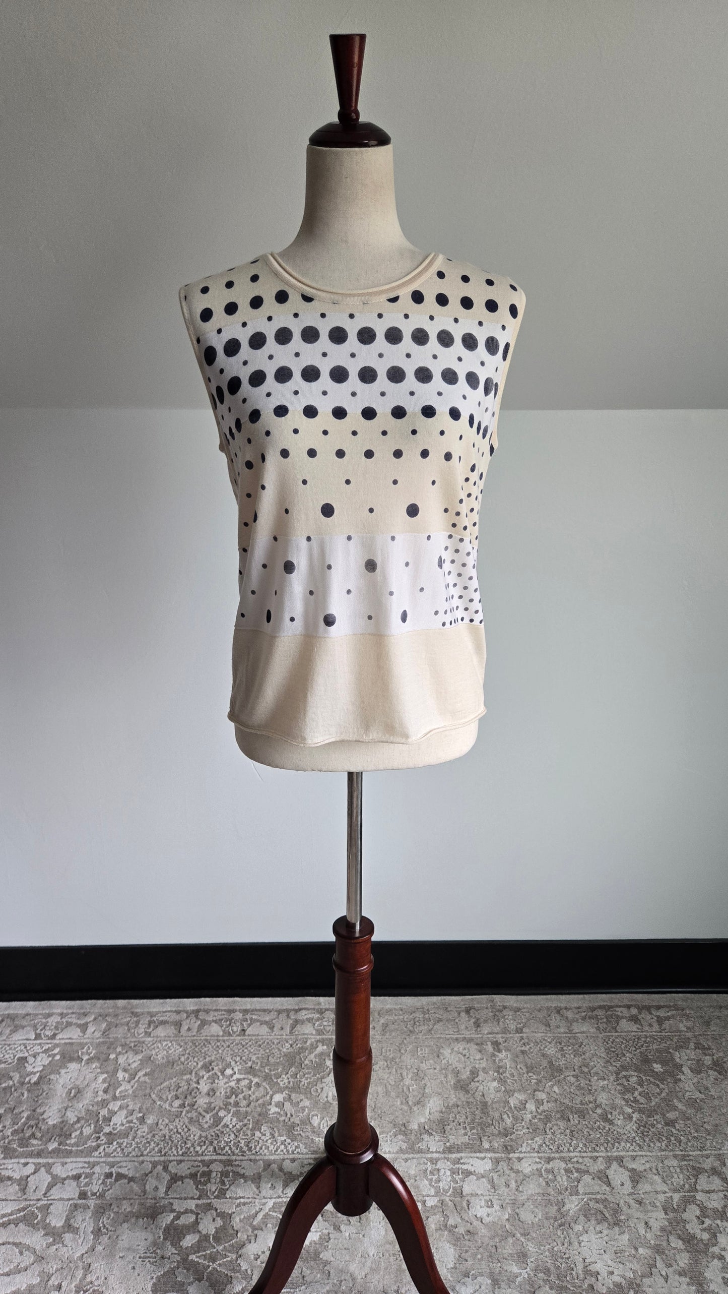 Piazza Sempione Silk/Cotton Geometric Print Sleeveless Top -