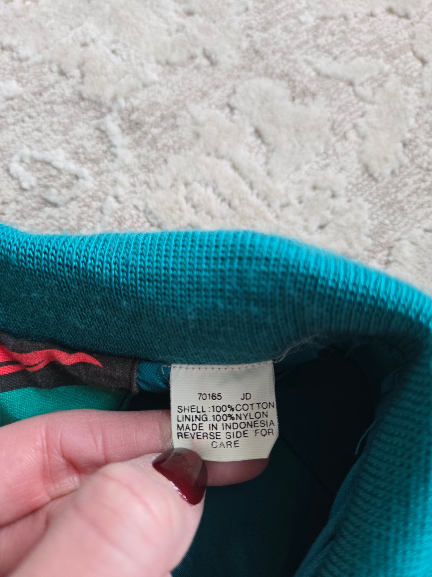 Rare Vintage Wrangler Brushpopper Turquoise Blue Bomber Jacket - M/L/XL