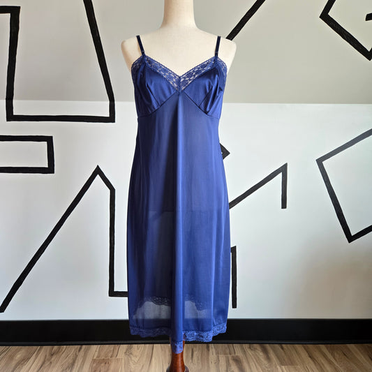 Vanity Fair Vintage Navy Slip Dress - medium