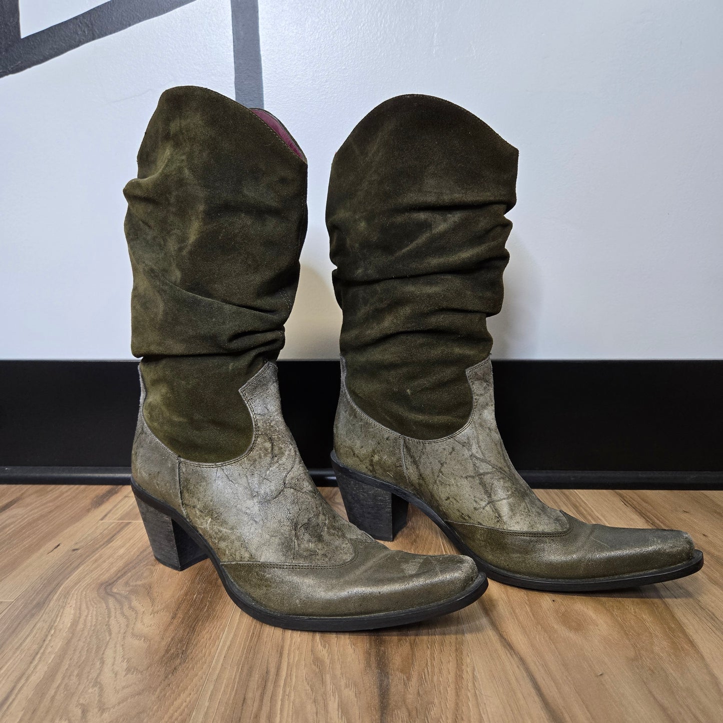 Vintage Dark Green Made in Italy Leather Western Boots