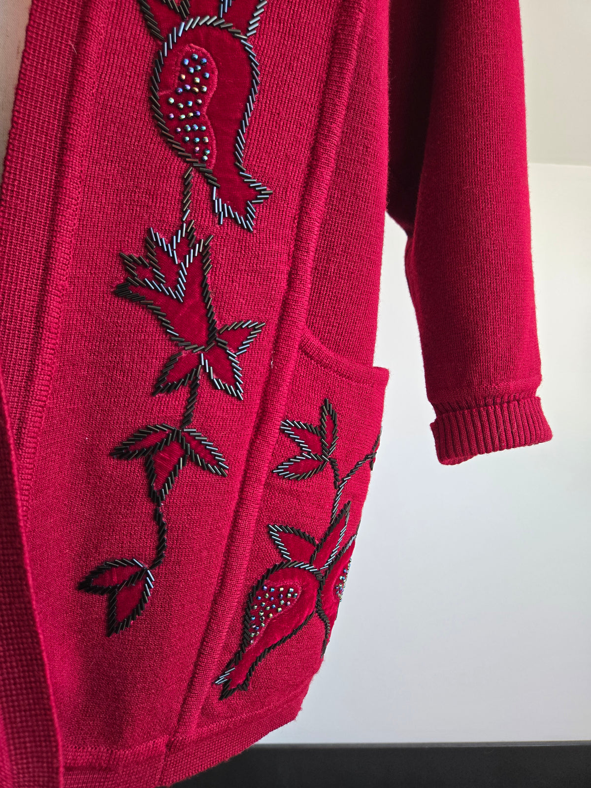 YaLei High End Beaded Wool Cardigan Sweater - XL