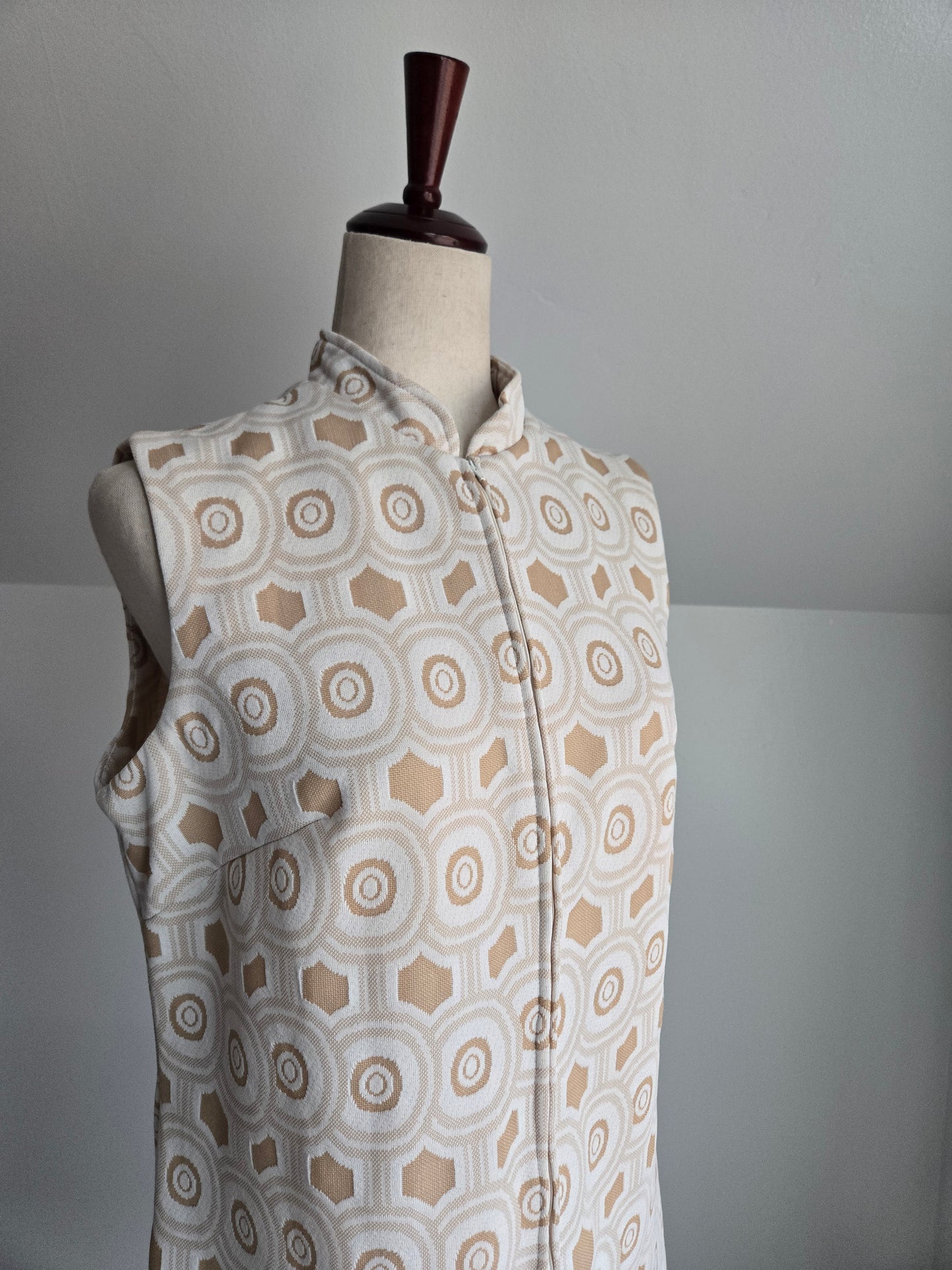 Vintage 70s Mod Geo Pattern Knit Dress - M/L