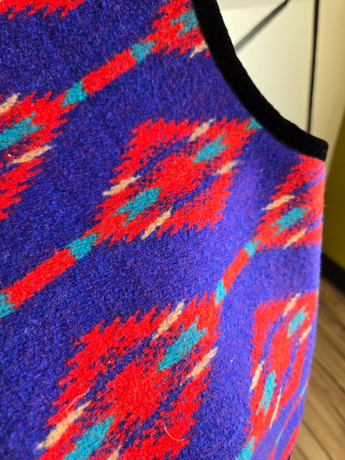 Vintage Wool Colorblocked Southwest Vest - large