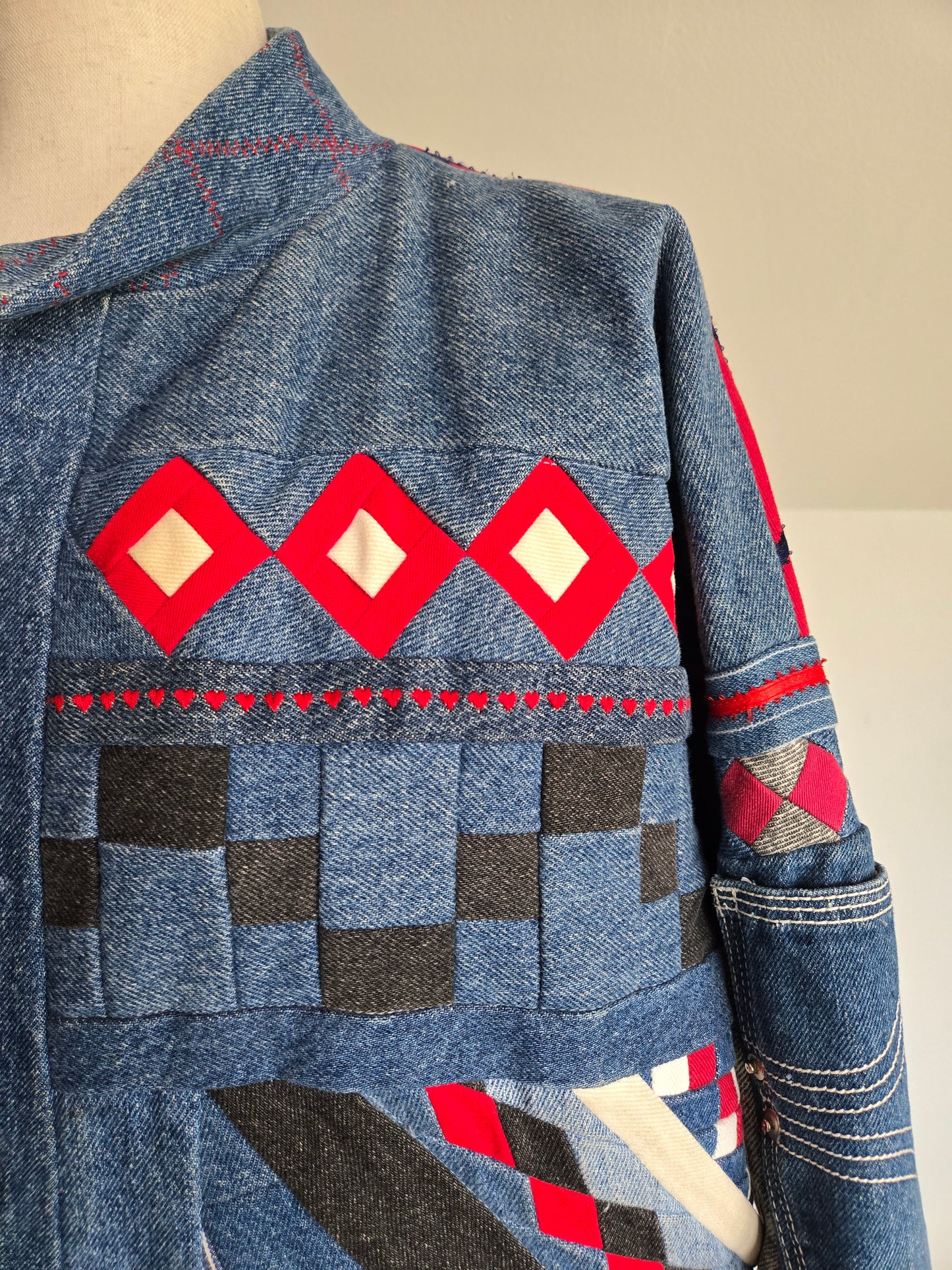 Denim Quilted Hand Made Coat - 2XL