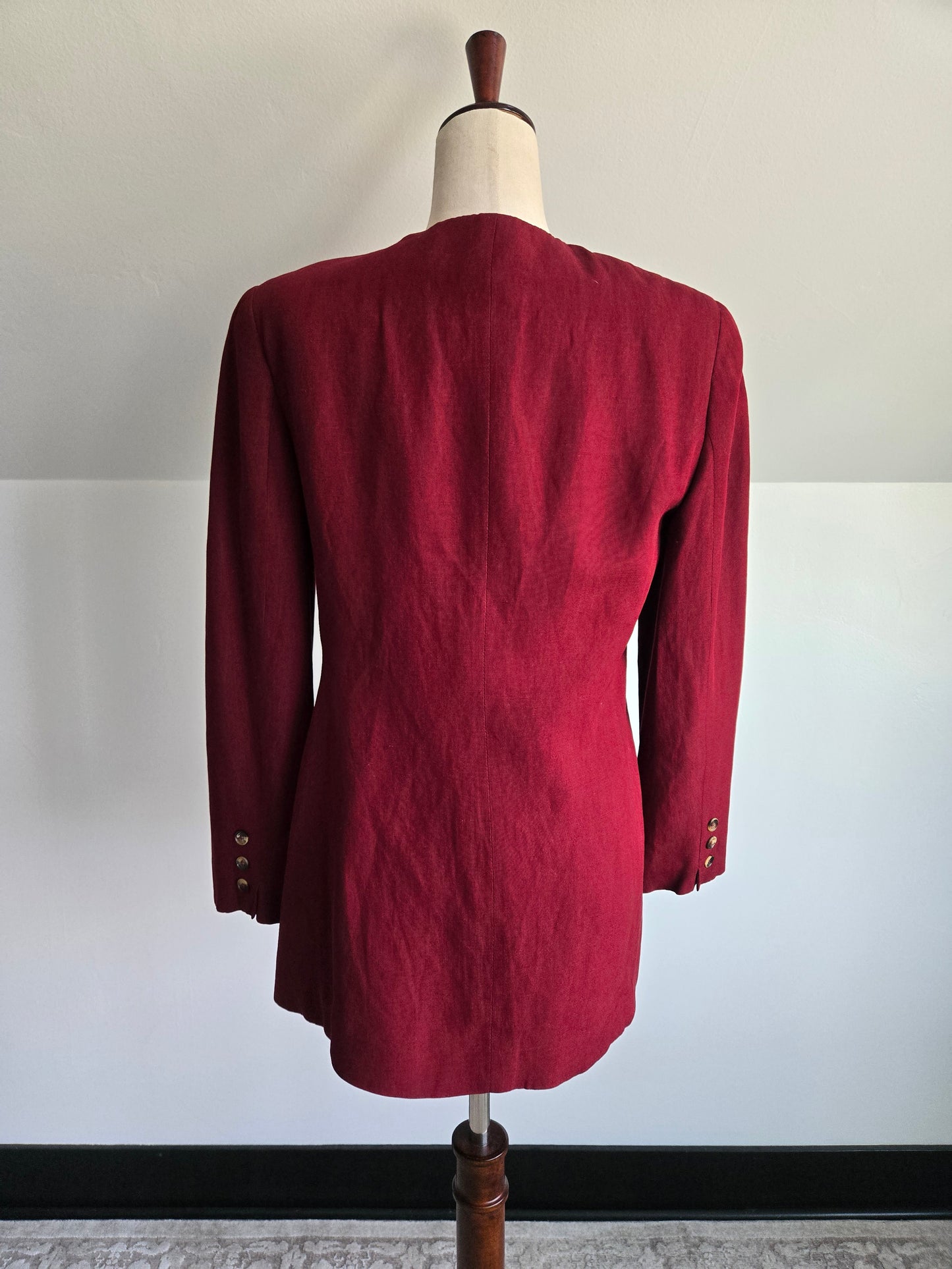 Vintage Jones New York Burgundy Linen Blazer - Size 6