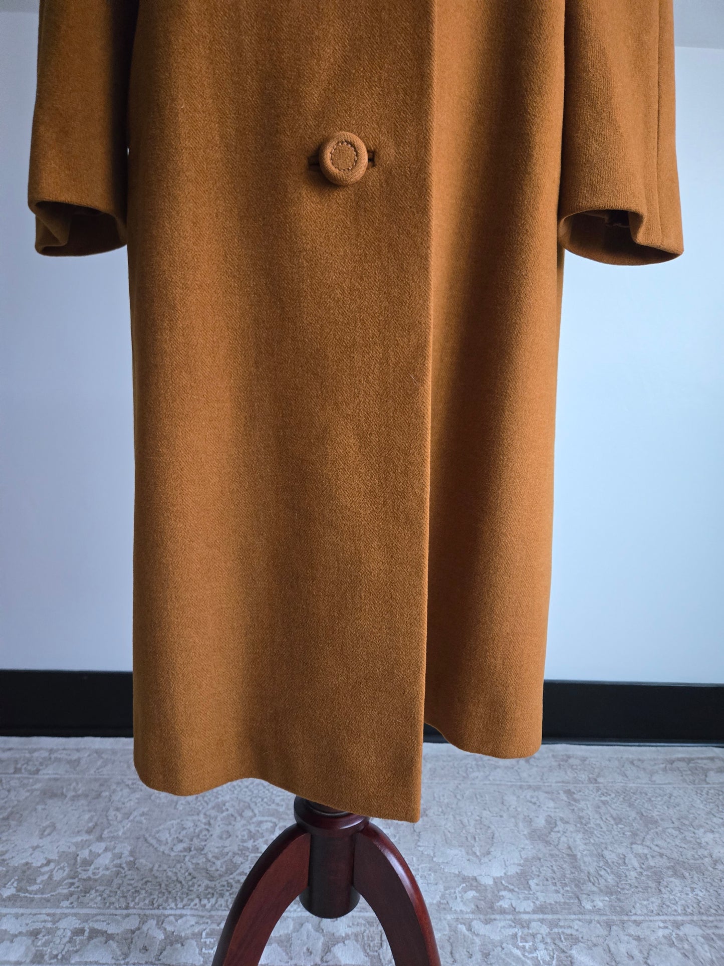 Vintage 1950s Rothmoor Wool Church Coat with Mink Fur Collar - XL/2XL