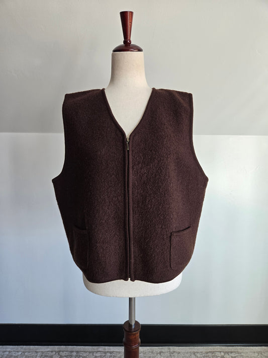 Mixit 90s Brown Boiled Wool Classic Vest - L/XL