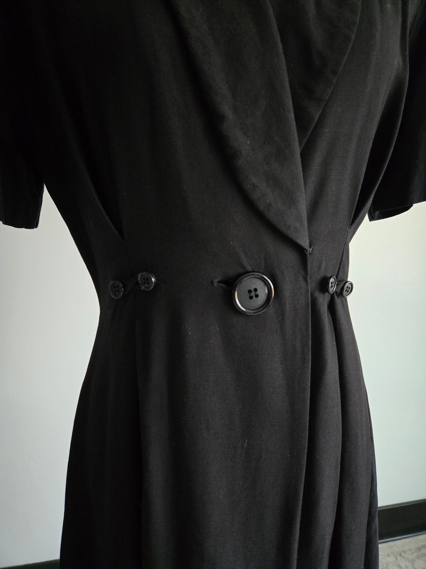 Vintage 80s Llyod Williams Black Rayon/Silk Dress - S/M