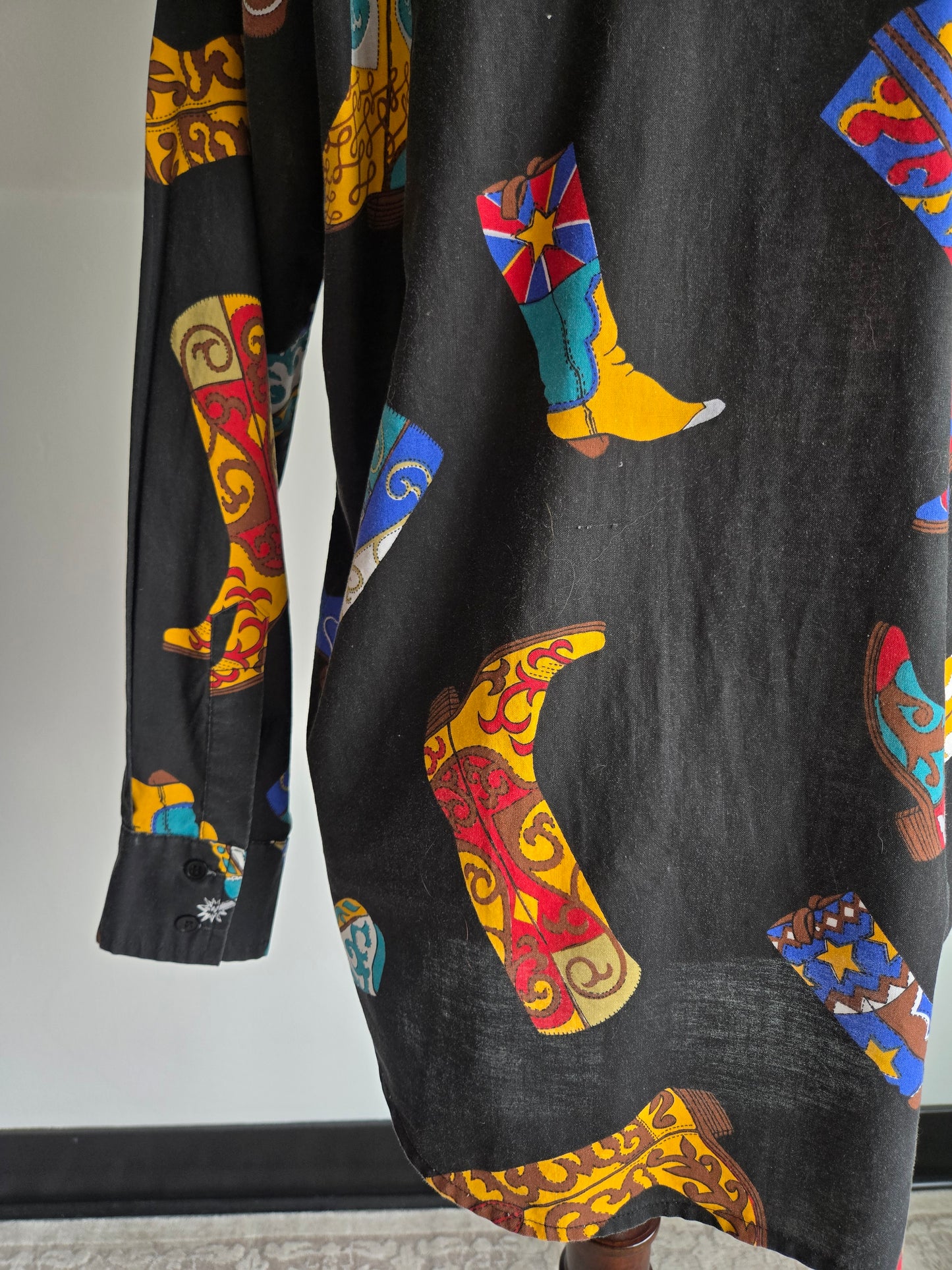 Vintage Western Cowboy Boot Shirt - Large