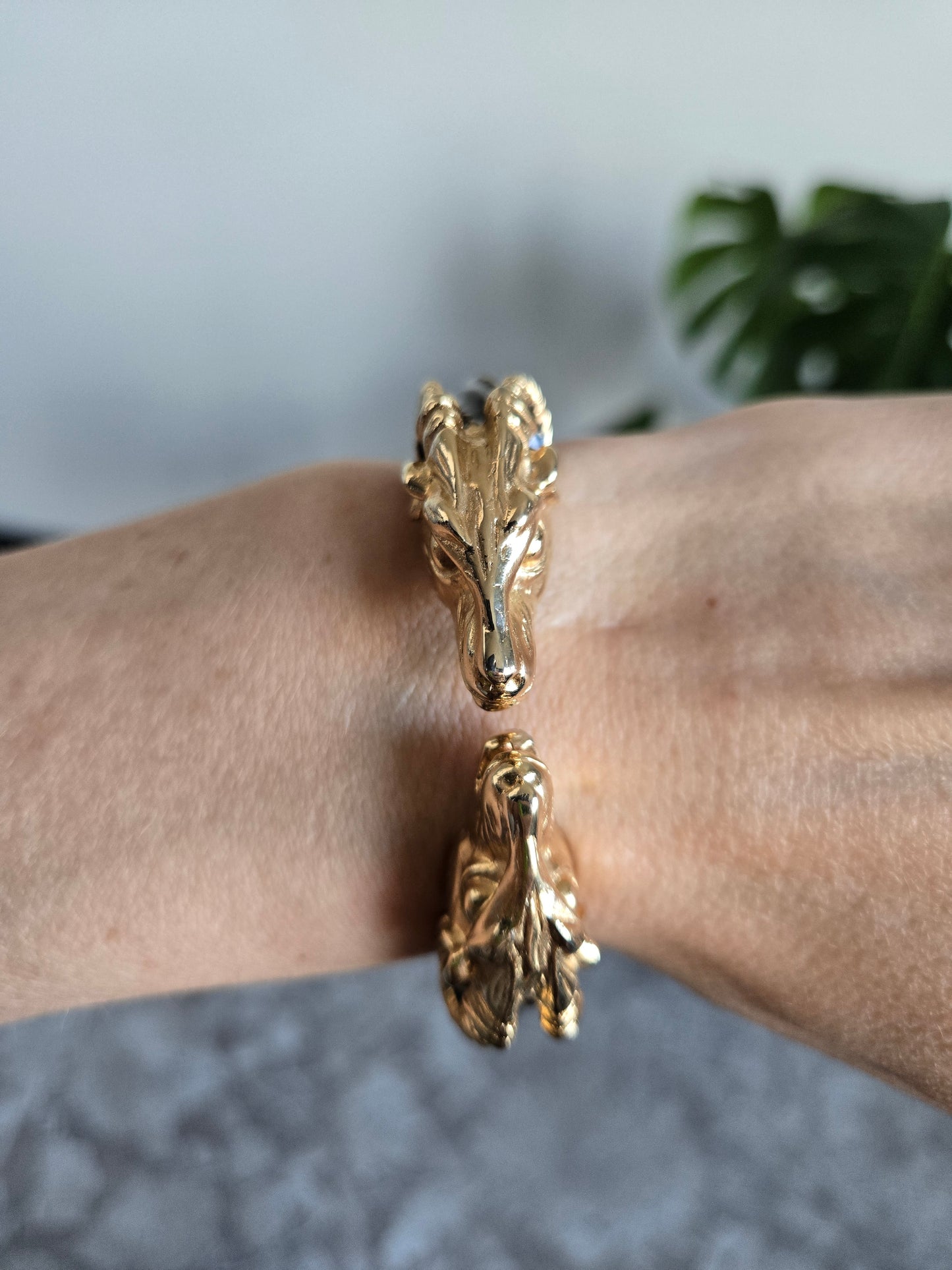 Donald Stannard Vintage Black Double Rams Head Hinge Bracelet