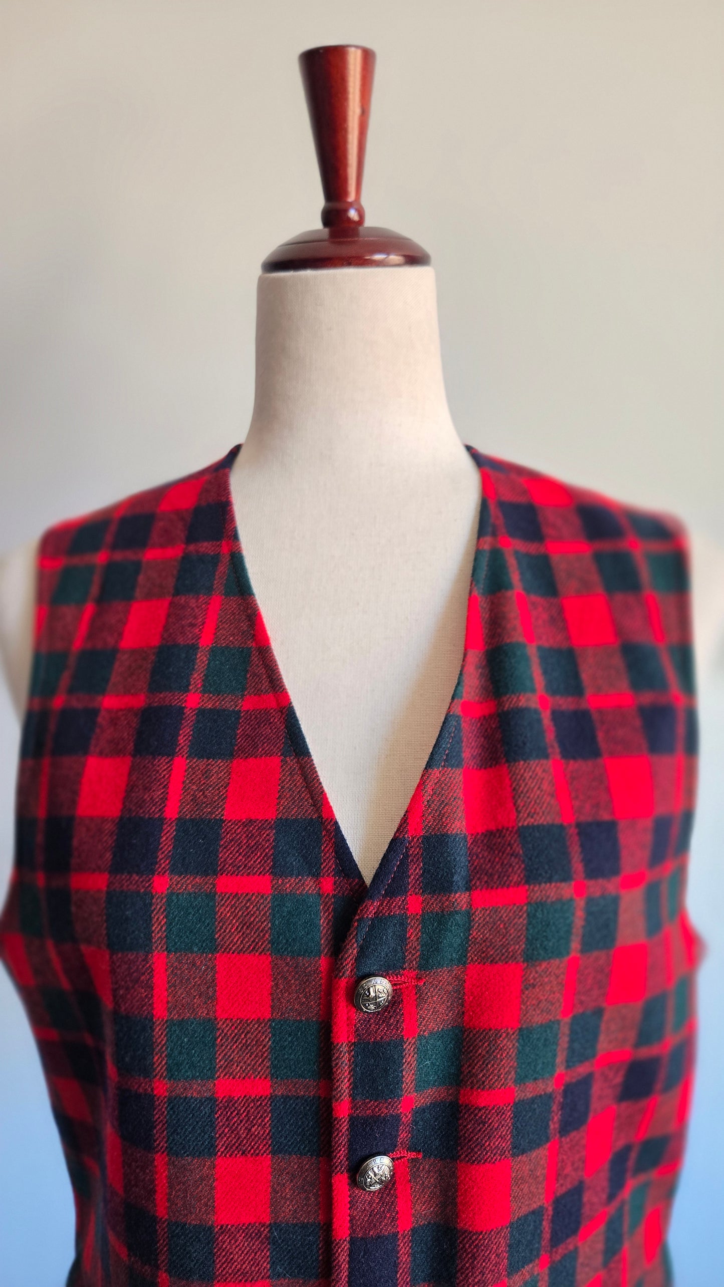 Pendleton Vintage Red Plaid Virgin Wool Vest - M/L