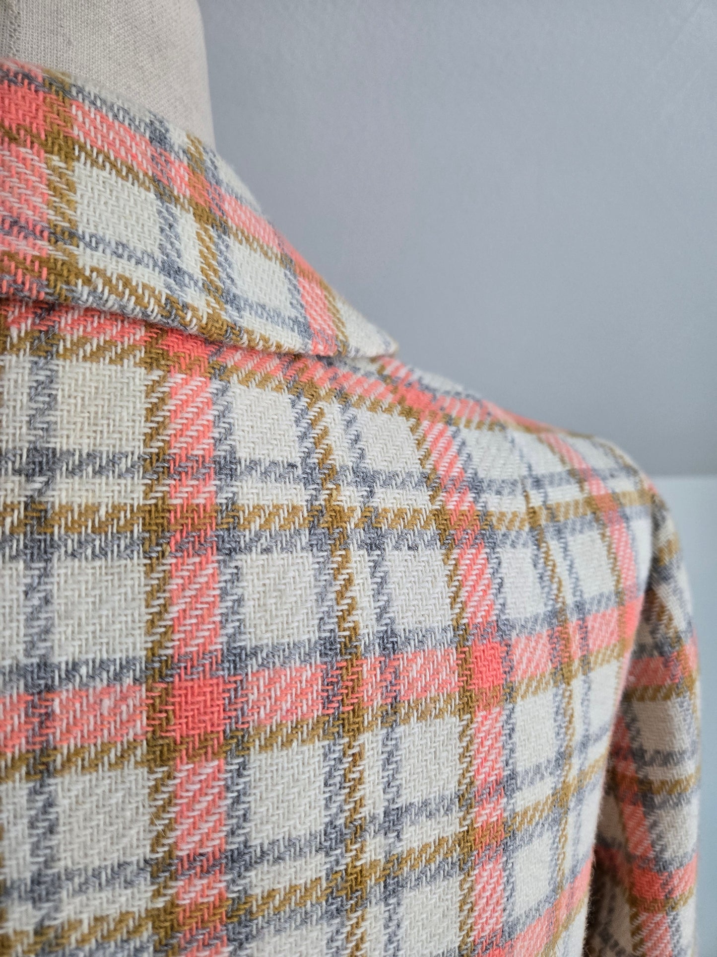 Vintage 70s Plaid Blazer and Skirt Two Piece Set - Medium/Large