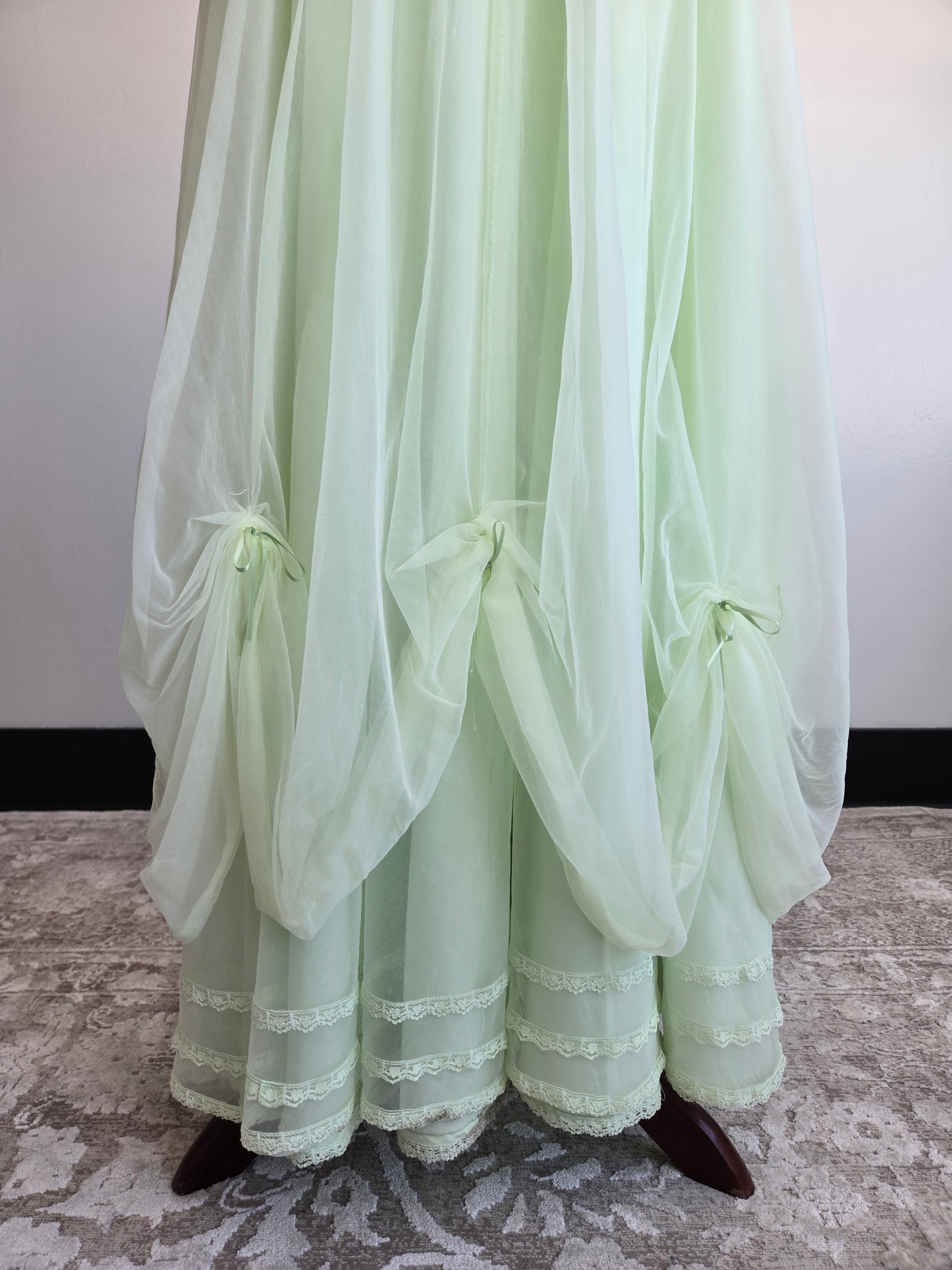 Lime Green Edwardian Style Vintage Formal Dress - small