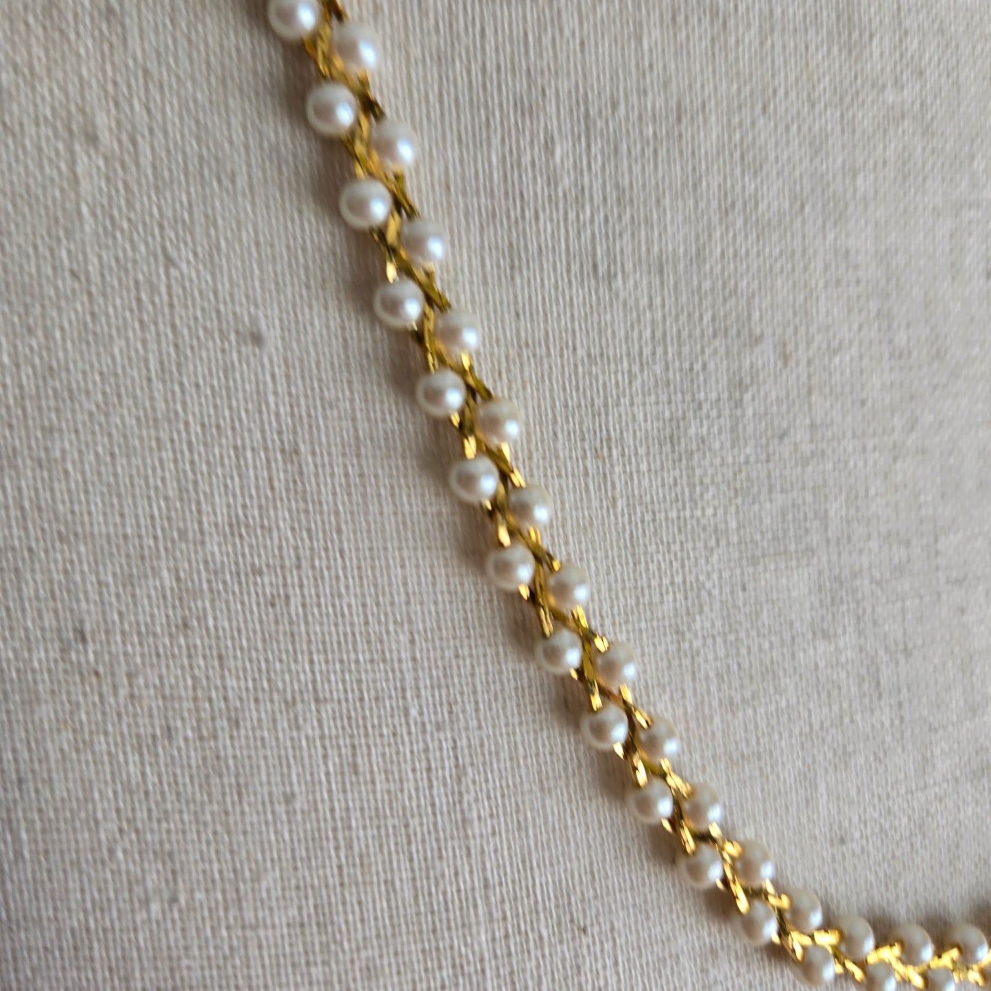 Vintage Gold and Pearls Braided Necklace