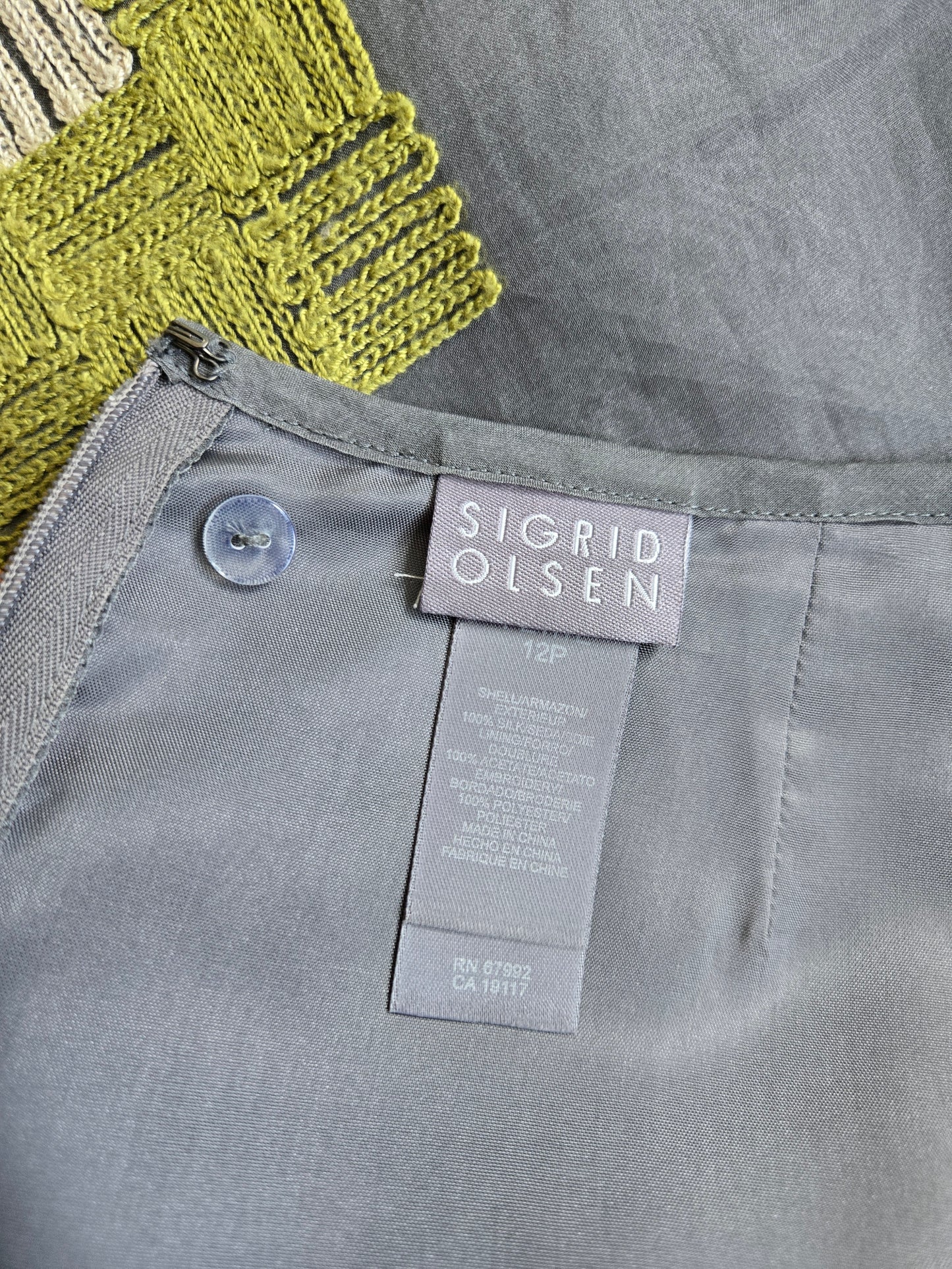 Sigrid Olsen Designer Silk Embroidered Skirt - W34"
