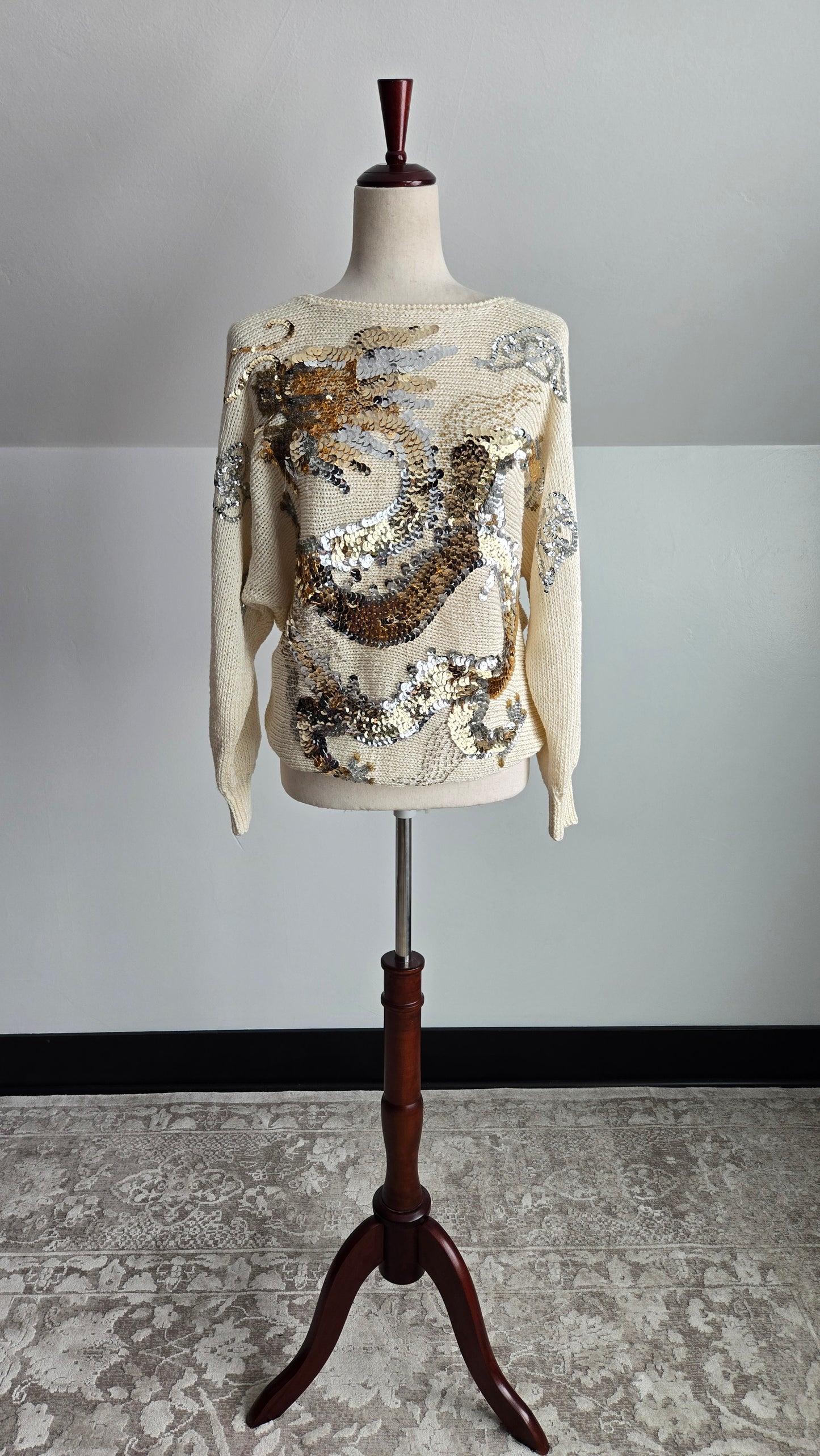 Nannell Vintage 80s Sequin Dragon Sweater - medium