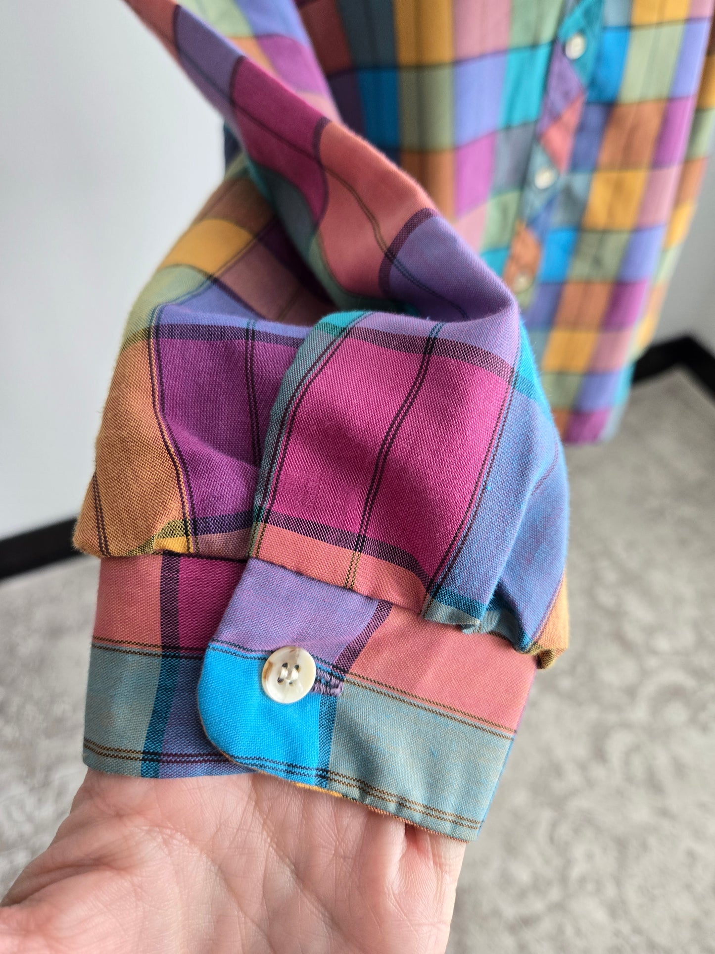 Wrangler Vintage 70s Colorful Plaid Button Down Top - large