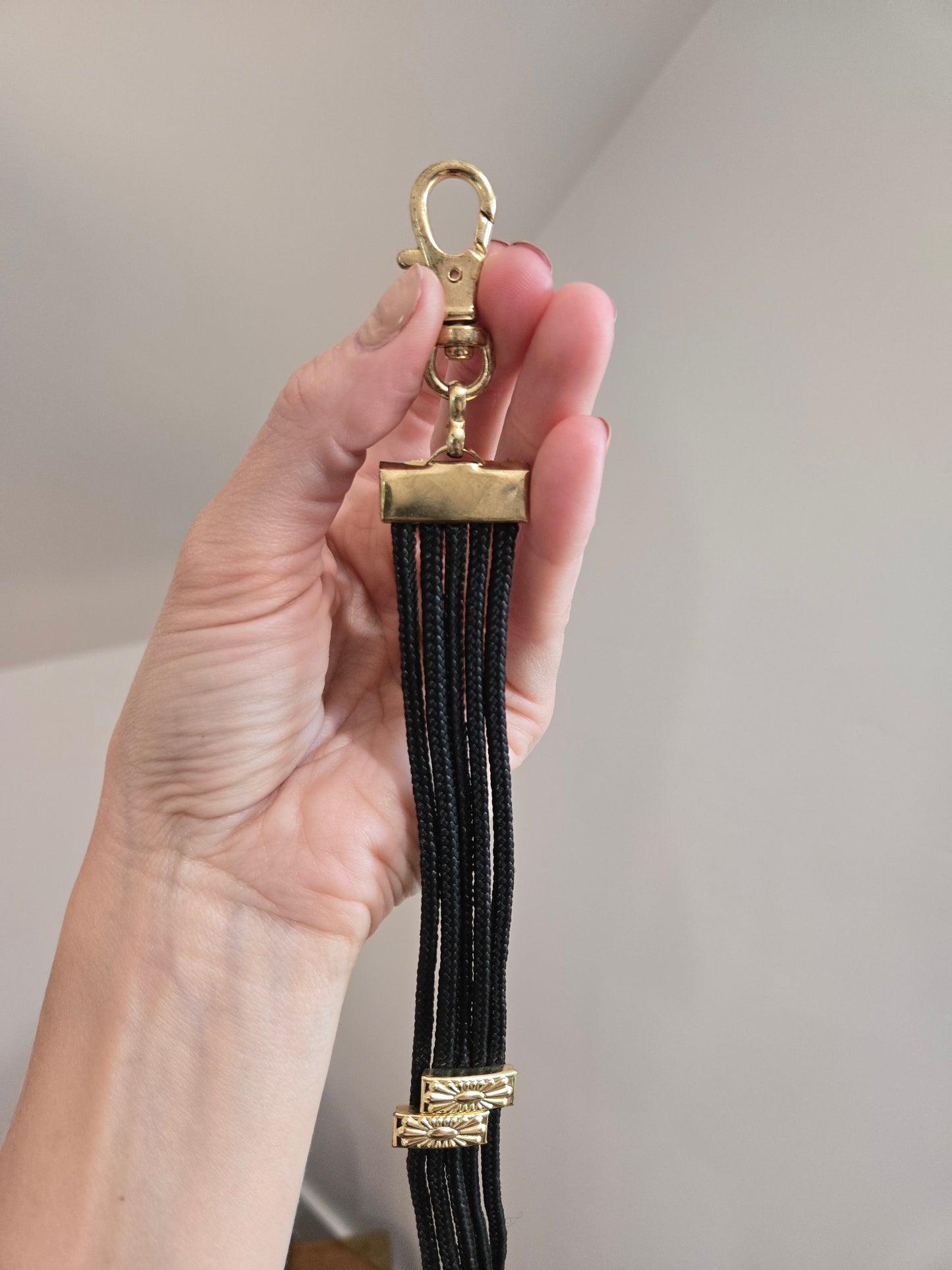 Vintage 80s Boho Wood and Gold Tone Bead Belt - W31-40"