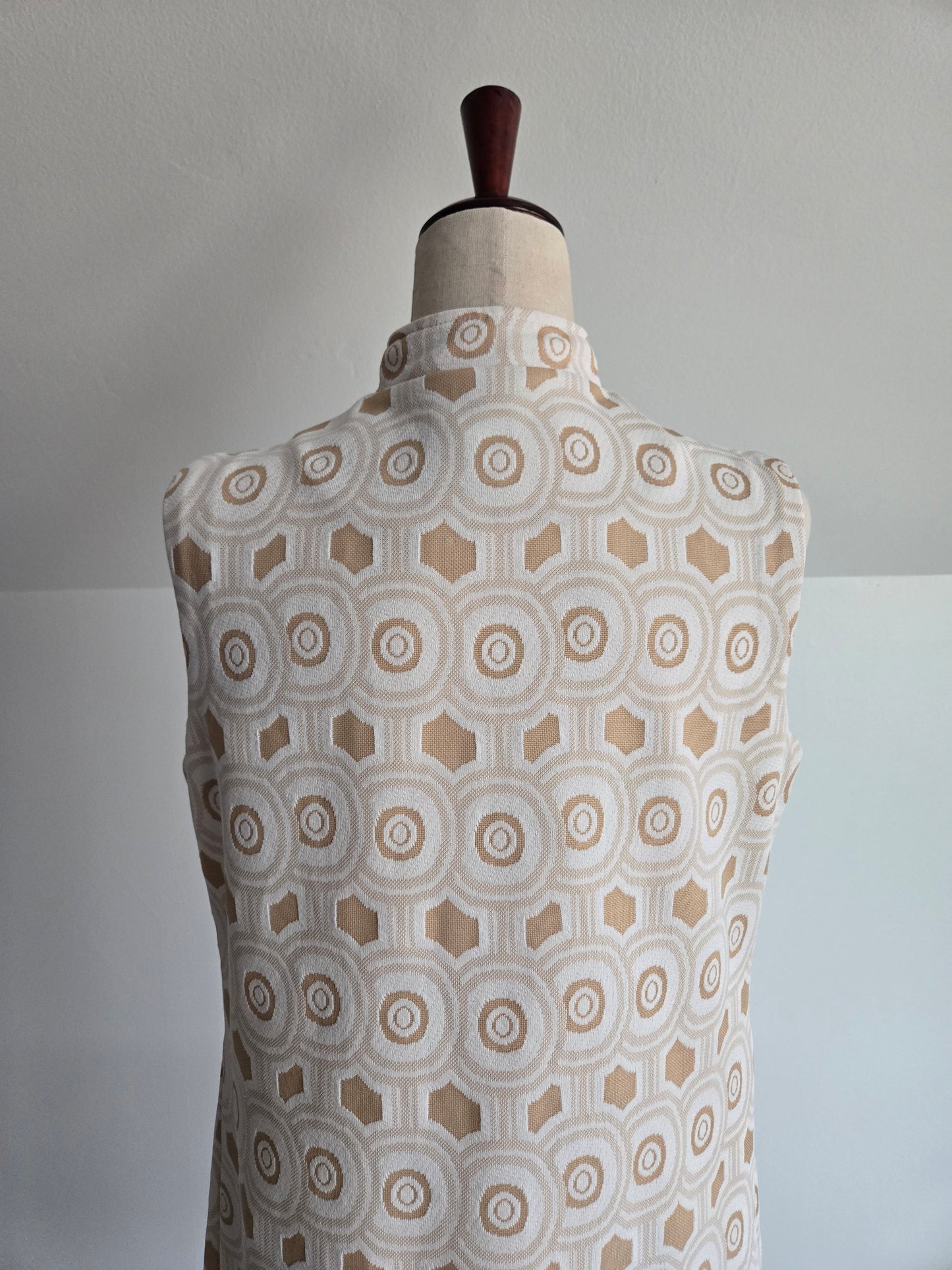 Vintage 70s Mod Geo Pattern Knit Dress - M/L