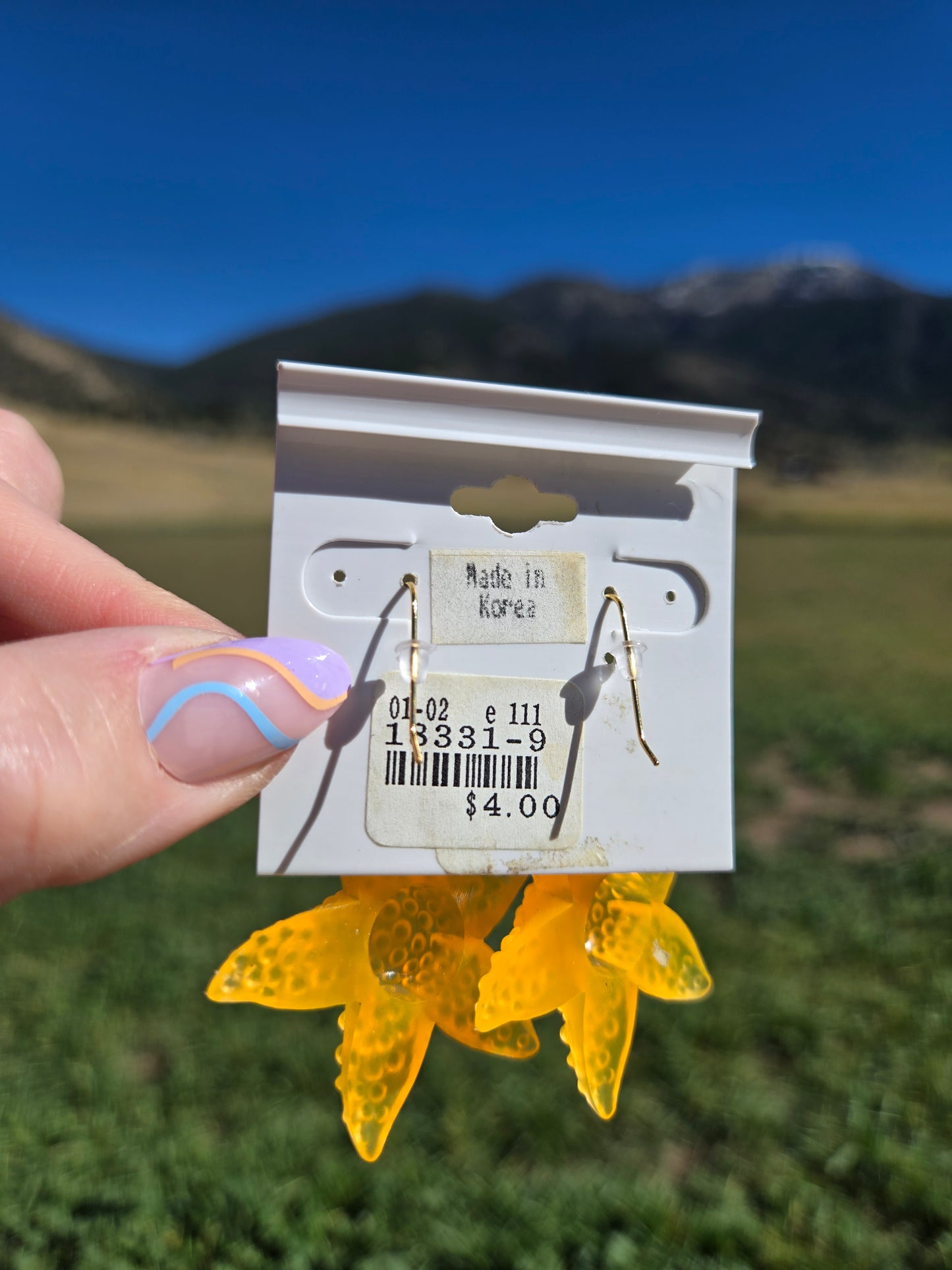 Deadstock Cara Mia Yellow Rubber Starfish Earrings - #2