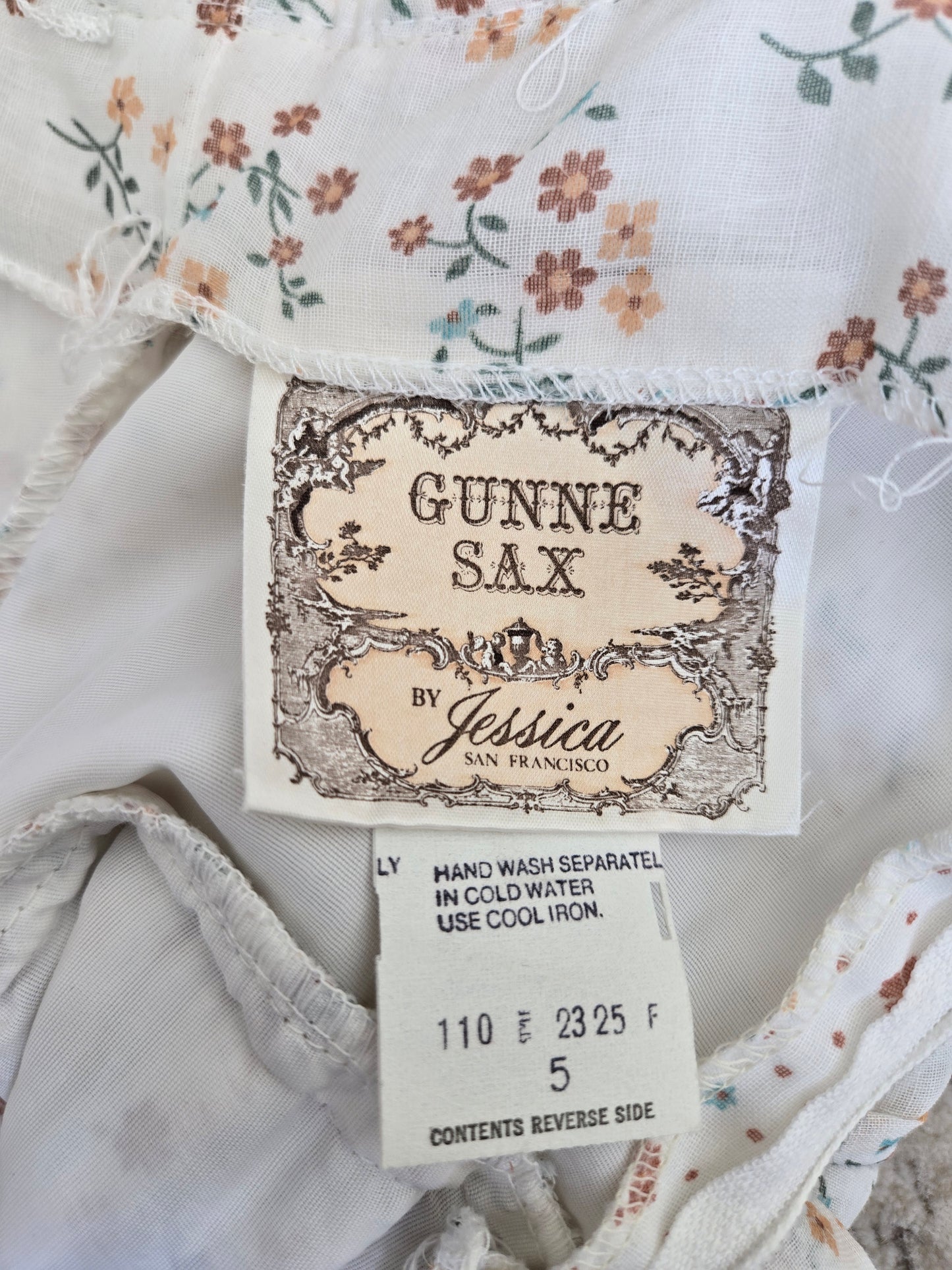 Gold Label Gunne Sax by Jessica San Fransisco Vintage 70s Calico Tiered Maxi Dress - XS