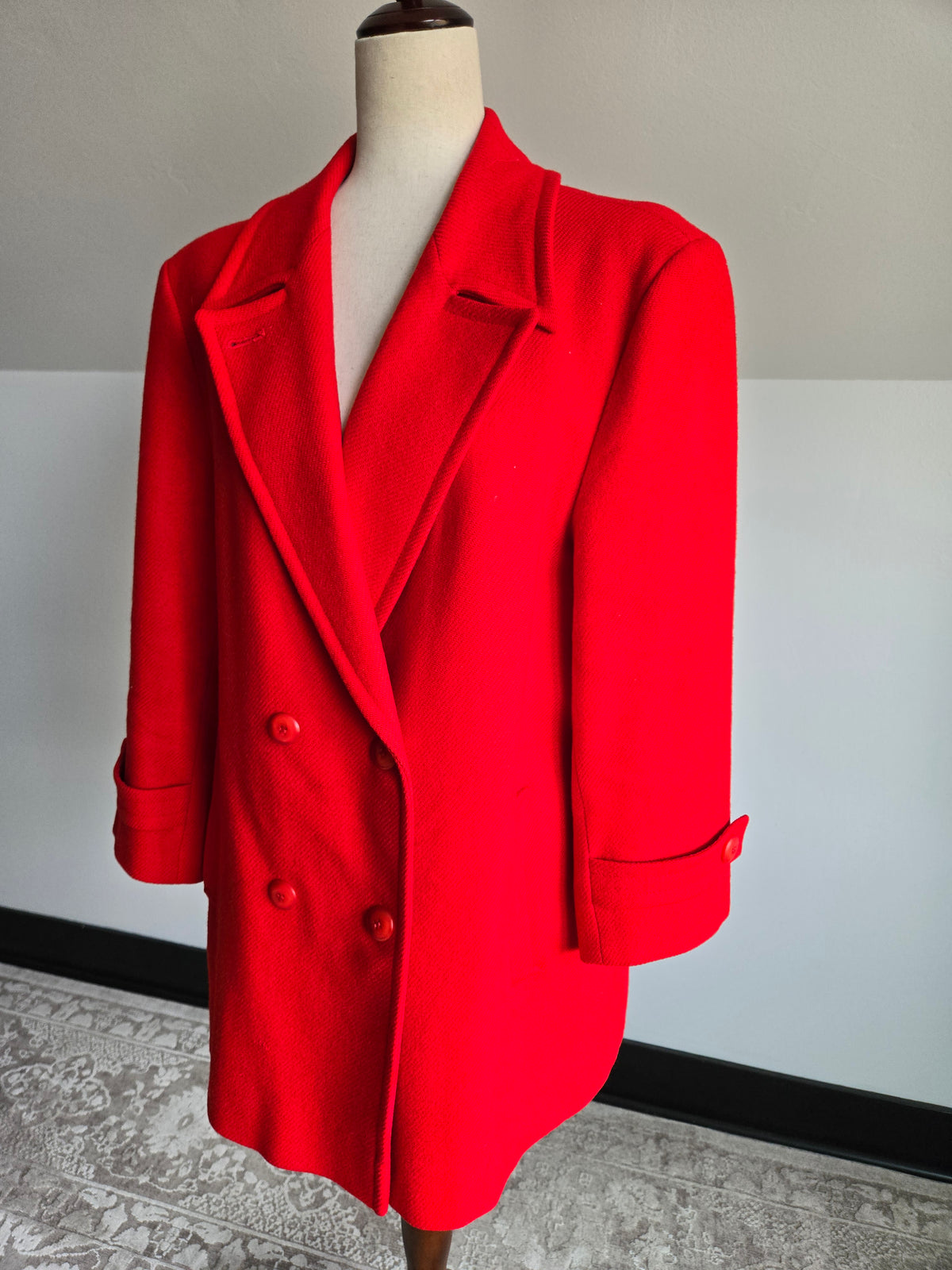 Vintage Pendleton Bright Red Wool Coat - Size 12