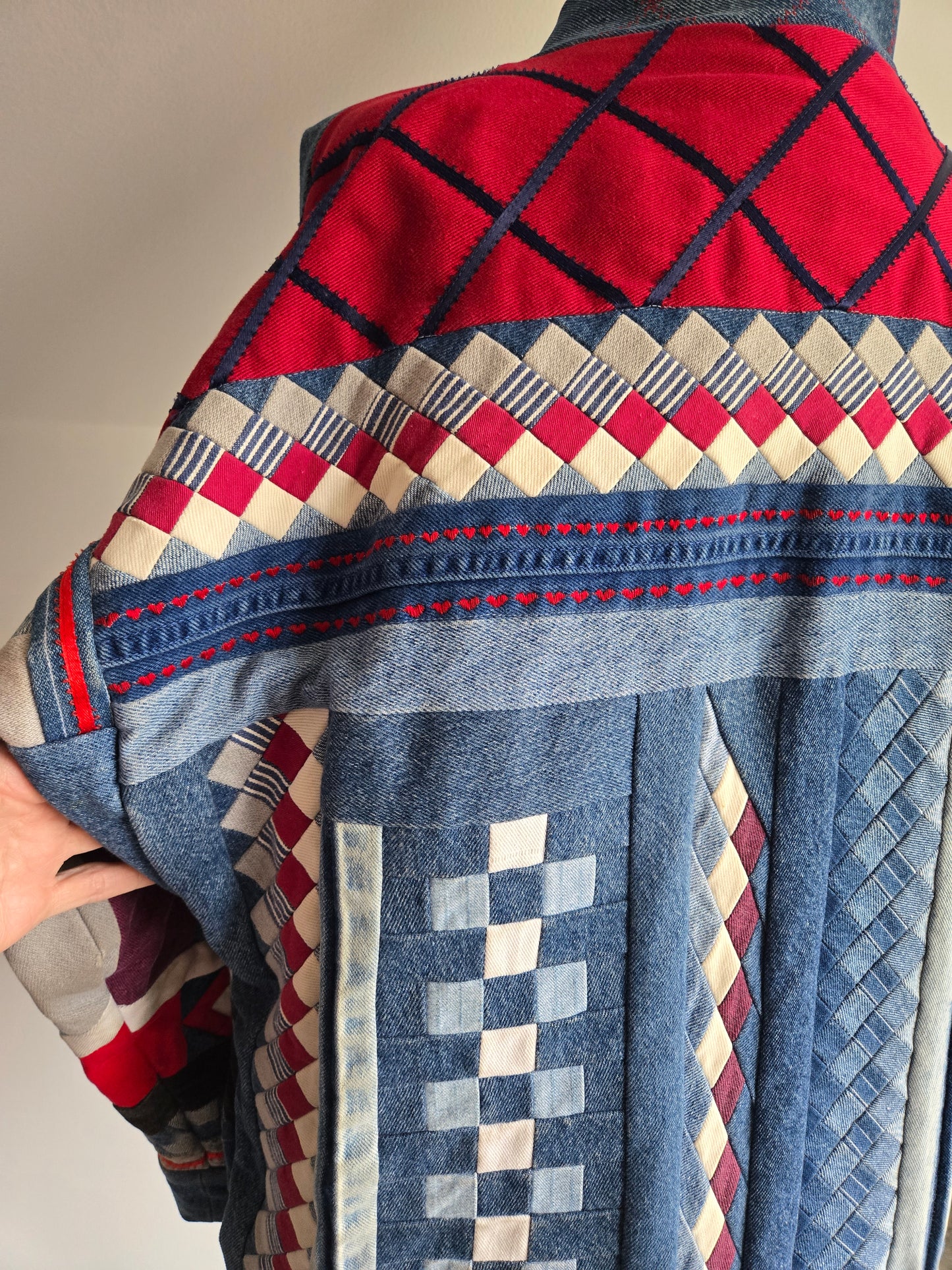 Denim Quilted Hand Made Coat - 2XL