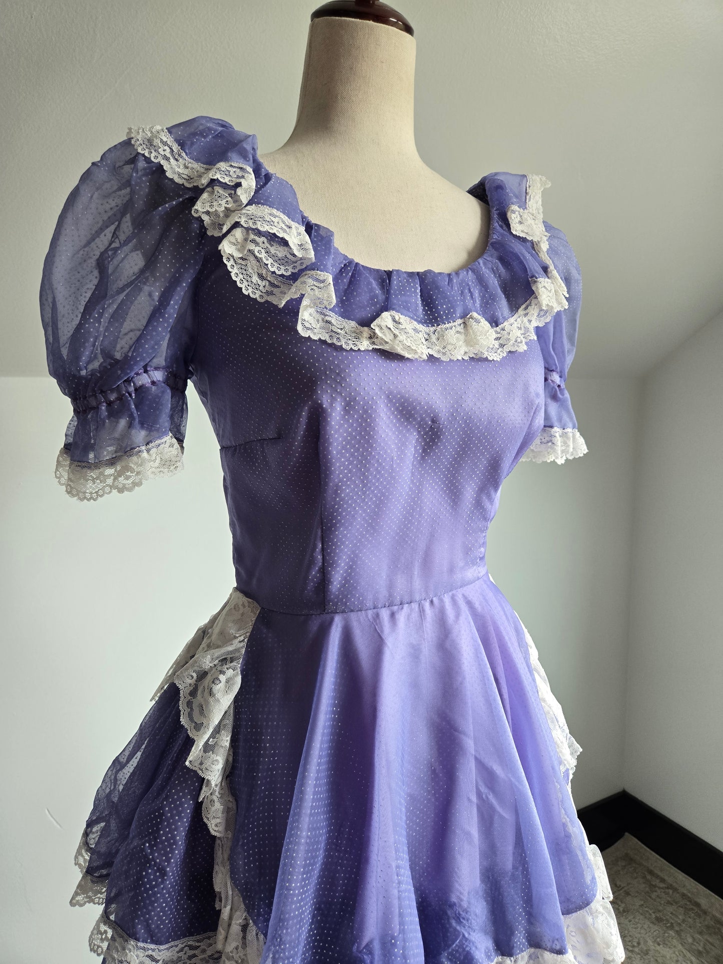 True Vintage 1960s Western Swing Dancing Dress Purple and White - XS