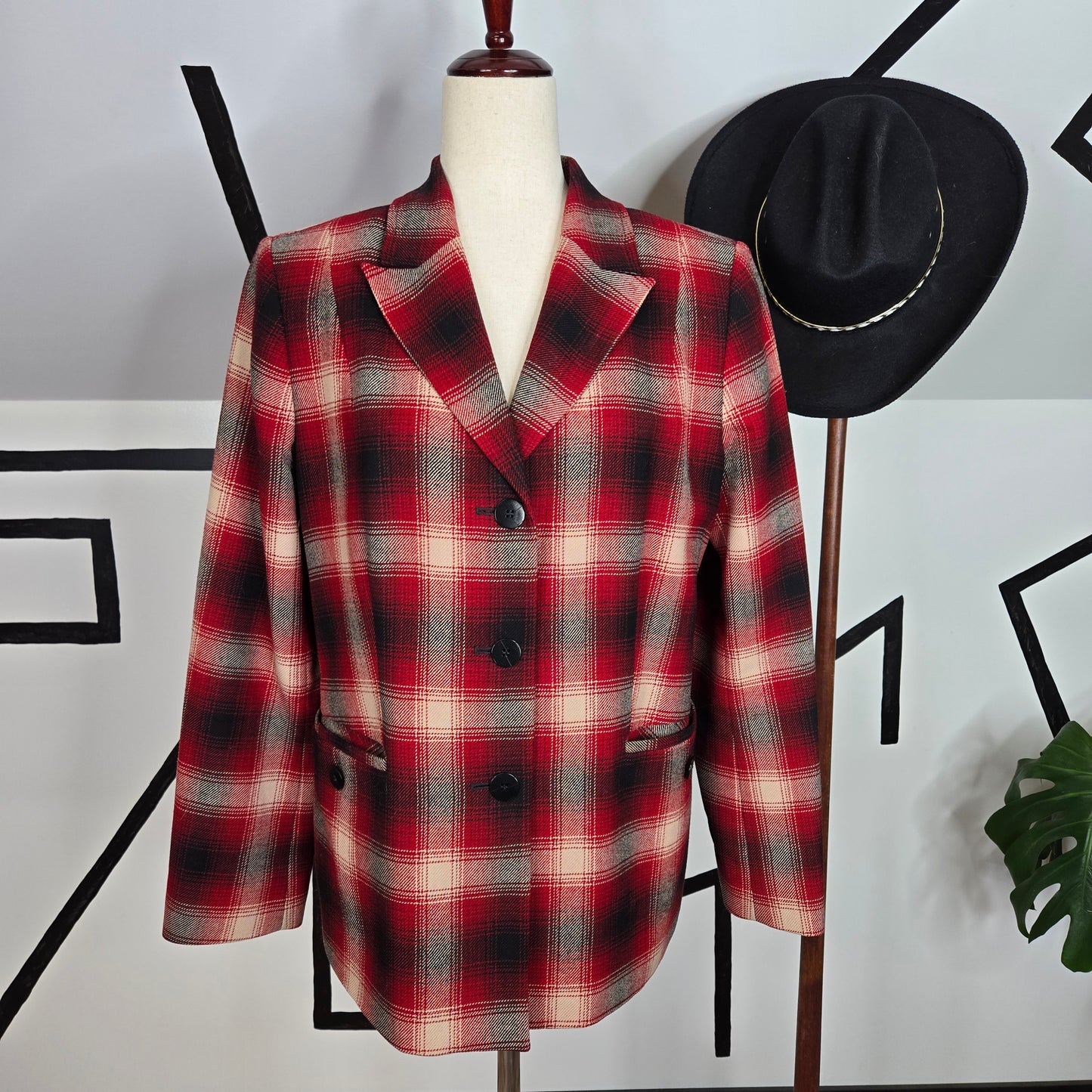 Pendleton Red Shadow Plaid Blazer - Size 14