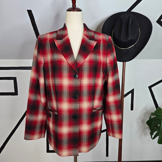 Pendleton Red Shadow Plaid Blazer - Size 14