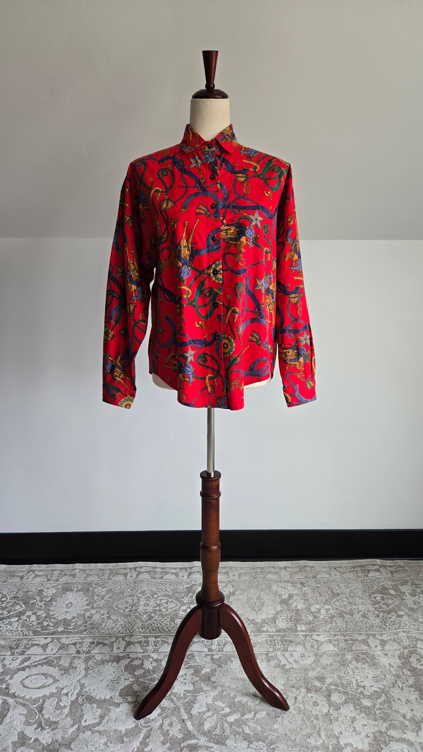 Circle T Vintage Cowboy Motif Cotton Western Shirt - medium