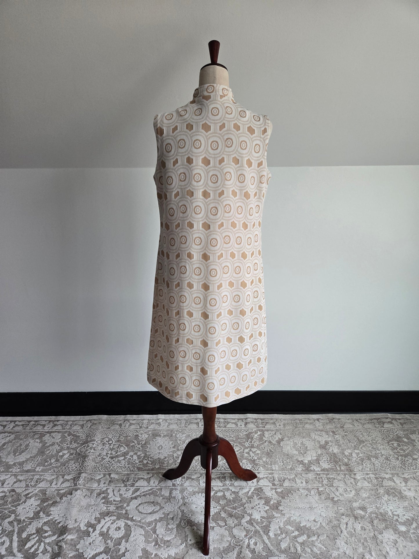 Vintage 70s Mod Geo Pattern Knit Dress - M/L