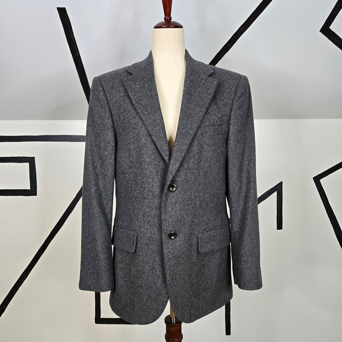 Oscar De La Renta Charcoal Gray Wool and Cashmere Blend Blazer - large