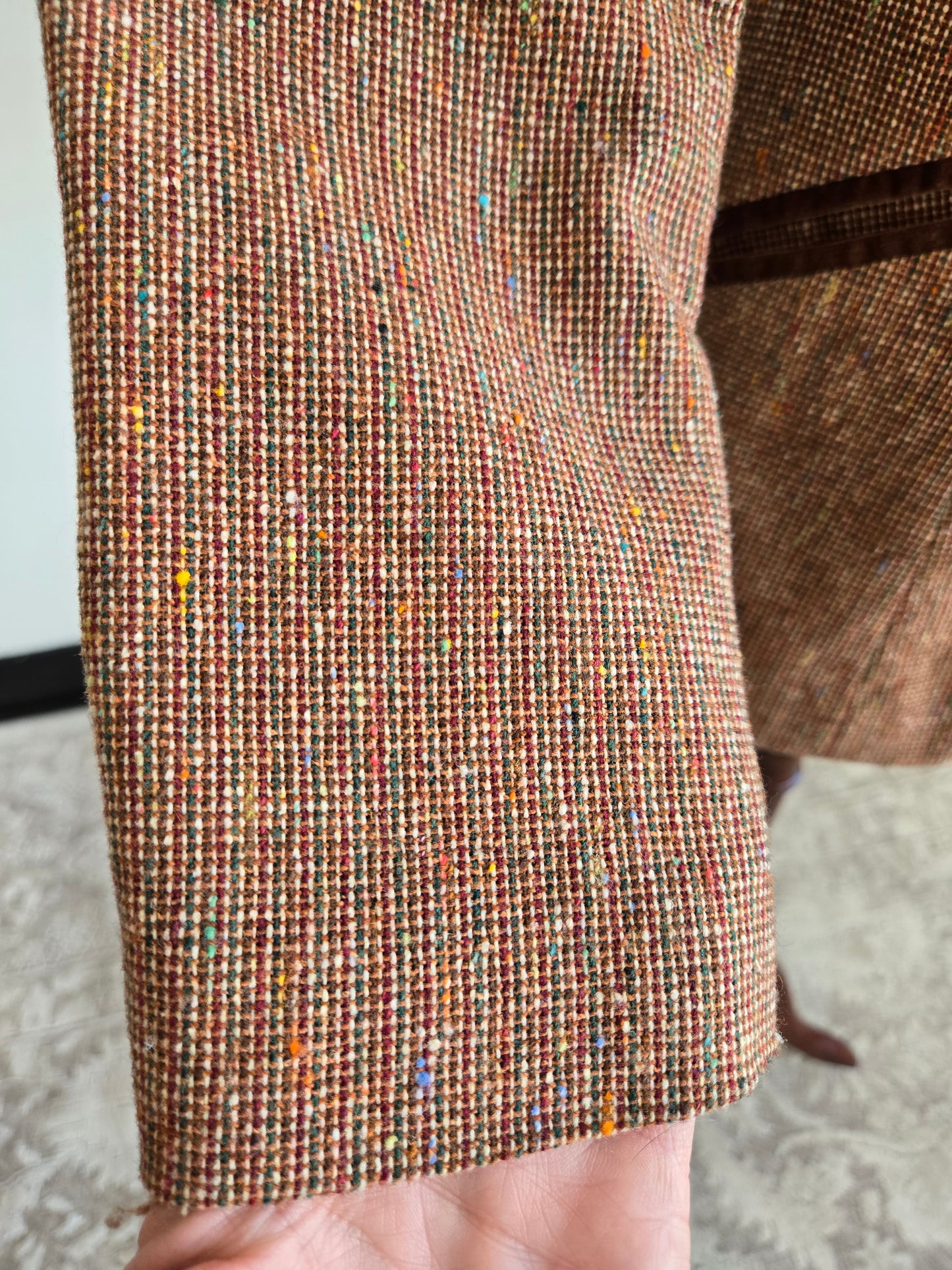 One Main Place Vintage 70s Brown Tweed Blazer - XS/S