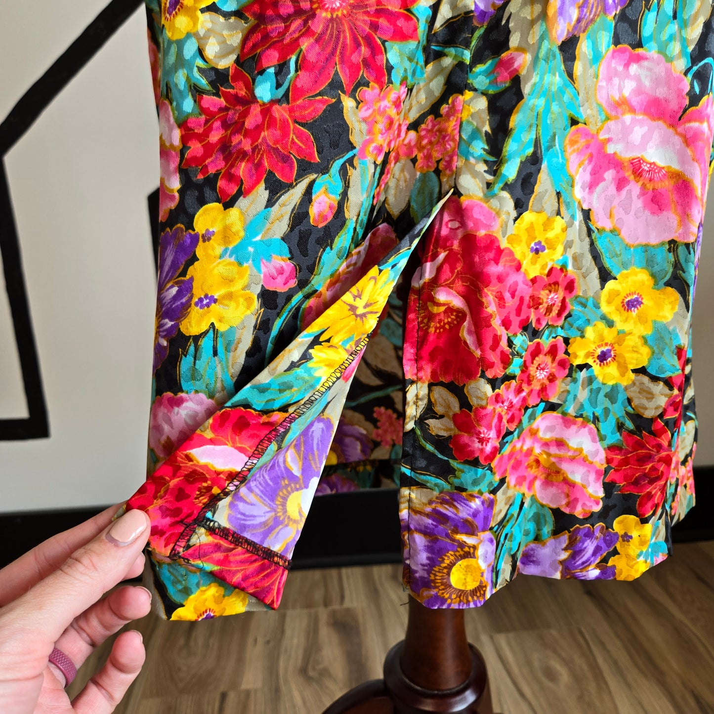 Vintage Embossed Bright Floral Skirt - medium