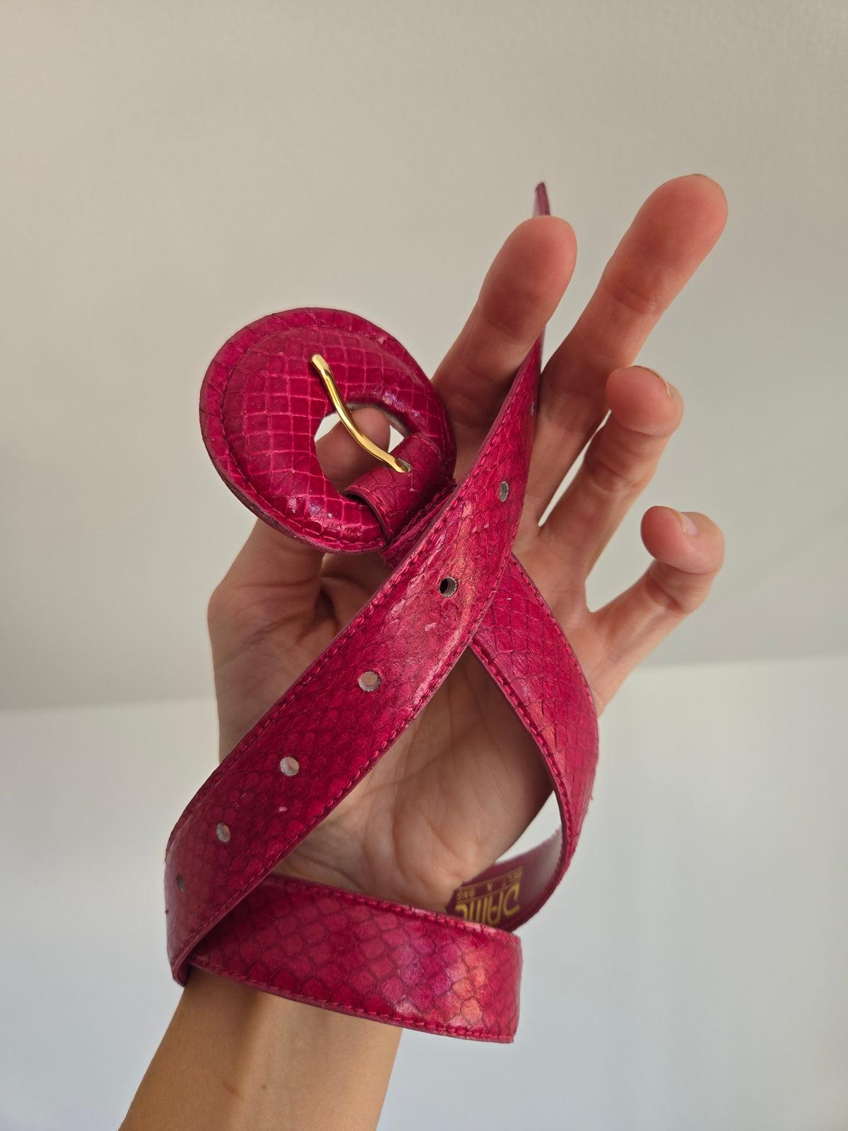 Vintage DAME Genuine Snake Skin Pink Belt
