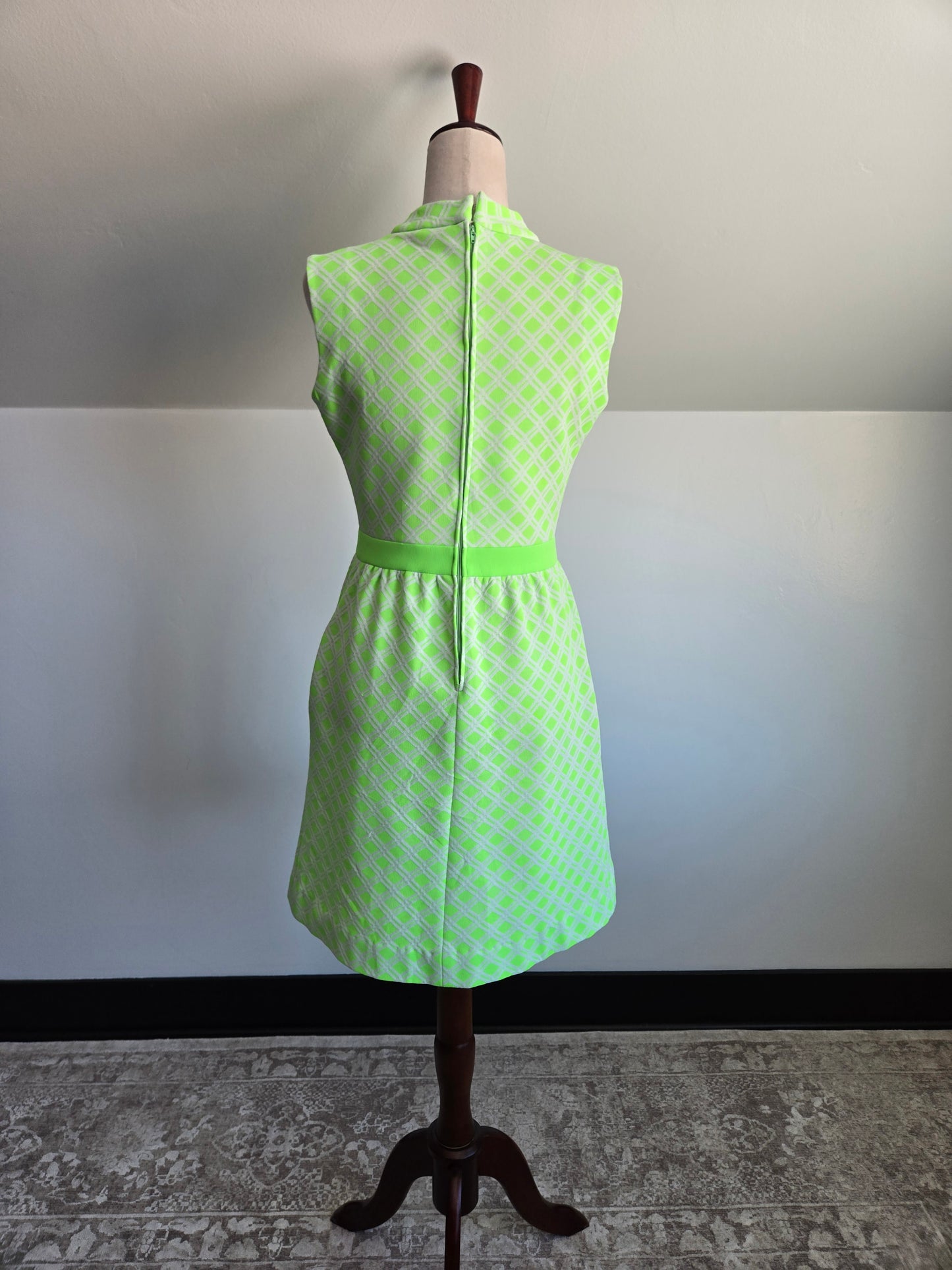 Vintage 70s Lime Green Mod Dress - S/M