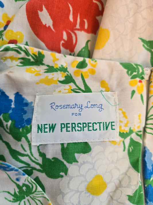 New Perspective Vintage 60s White Floral Cotton Dress - large