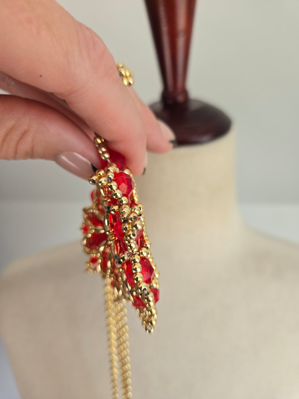 Vintage Hand Made Plastic Beaded Flower Necklace