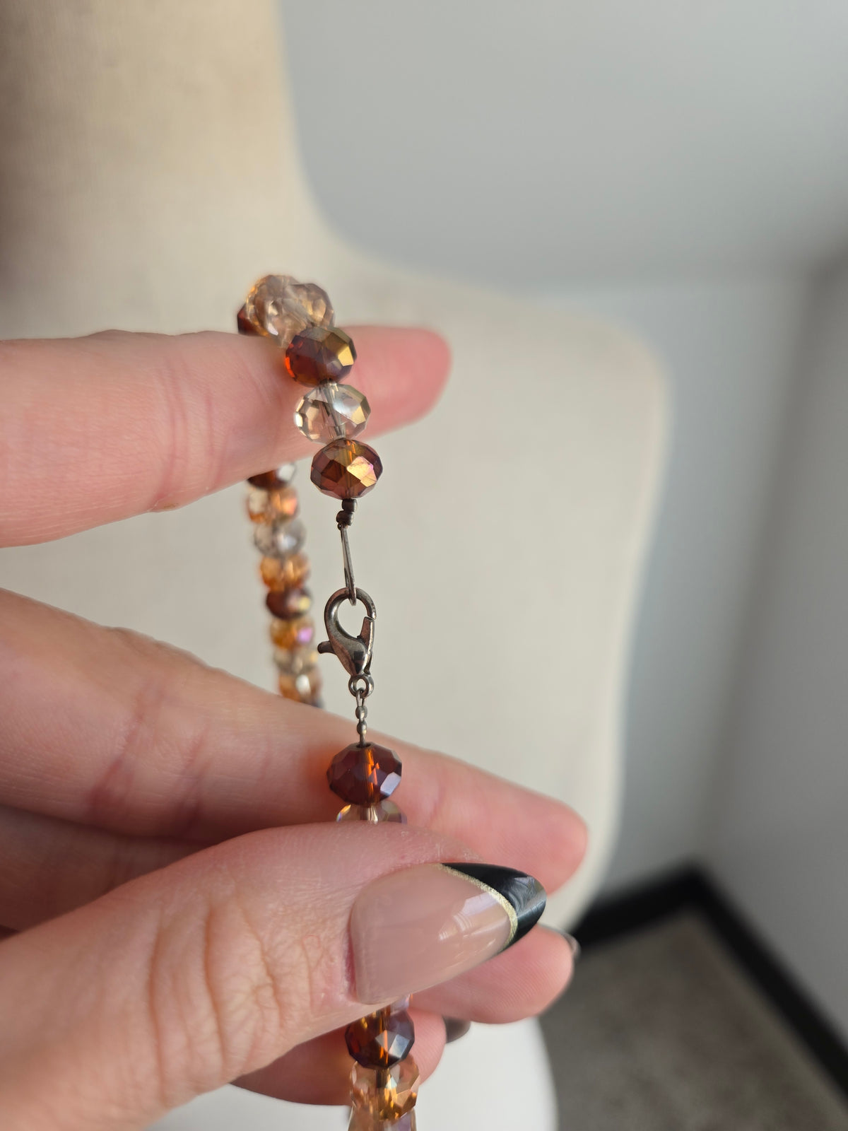 Multi Color Neutrals Glass AB Crystal Necklace